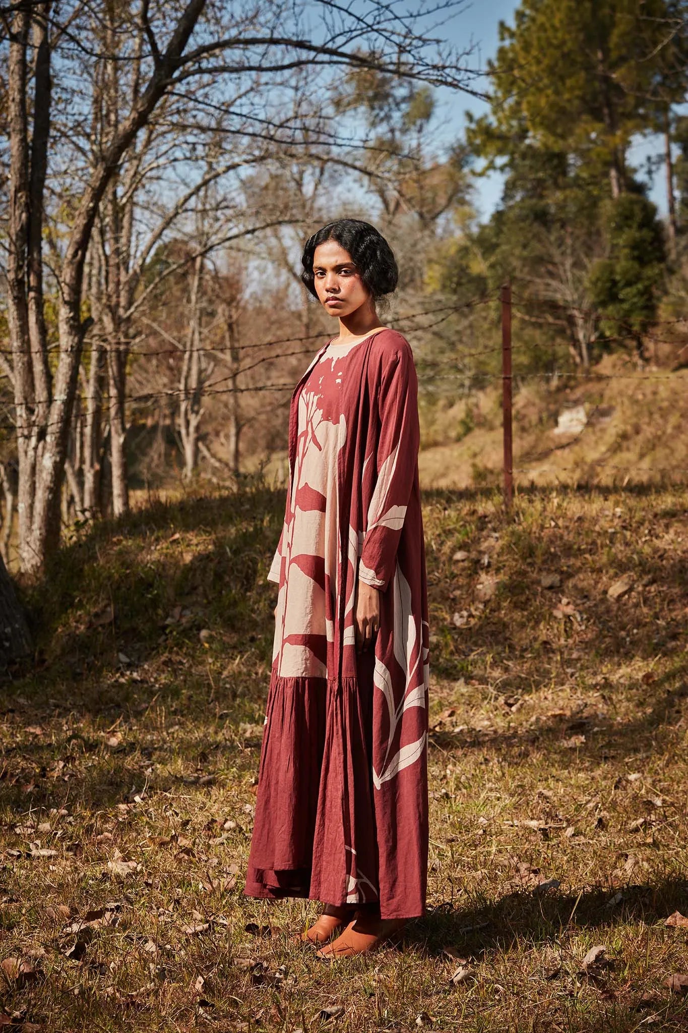 Cedar floral dress with overlay - Khara Kapas