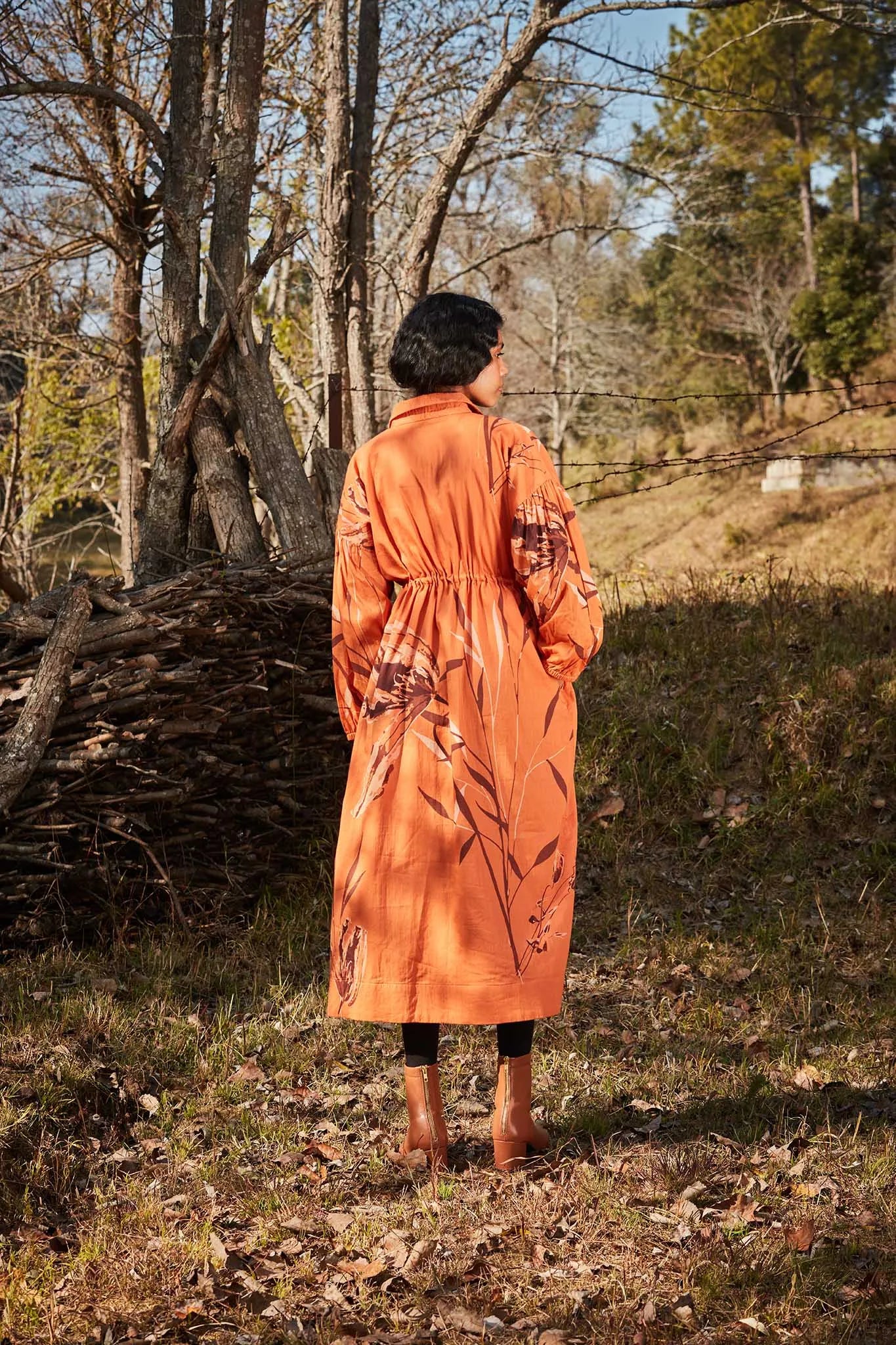 Saffron parkha dress - Khara Kapas