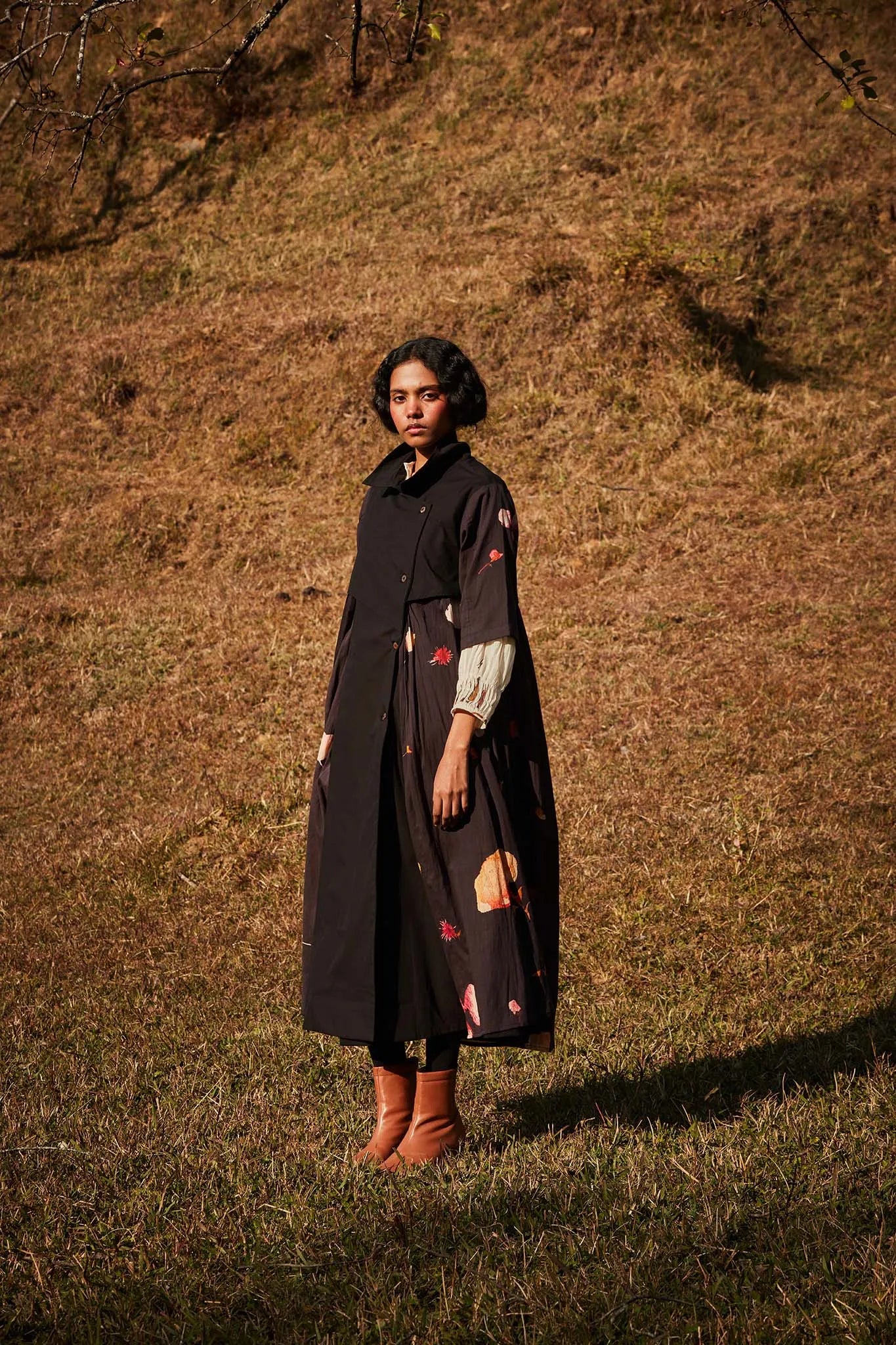 Floral Storm Trench Coat - Khara Kapas