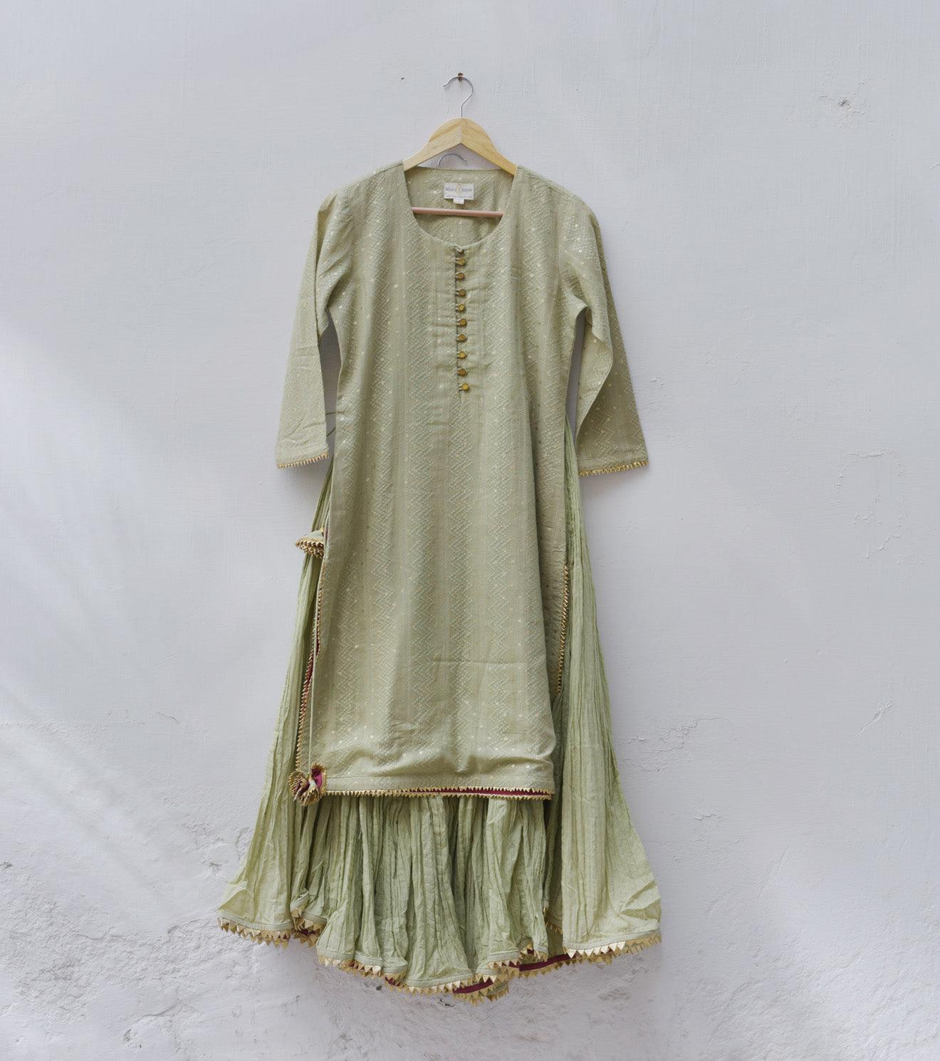 Green skirt with Kurta