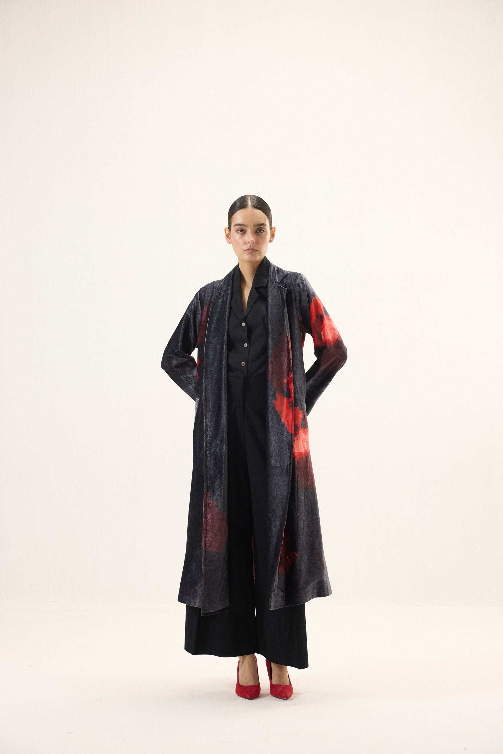 Ink Rose Trench Coat