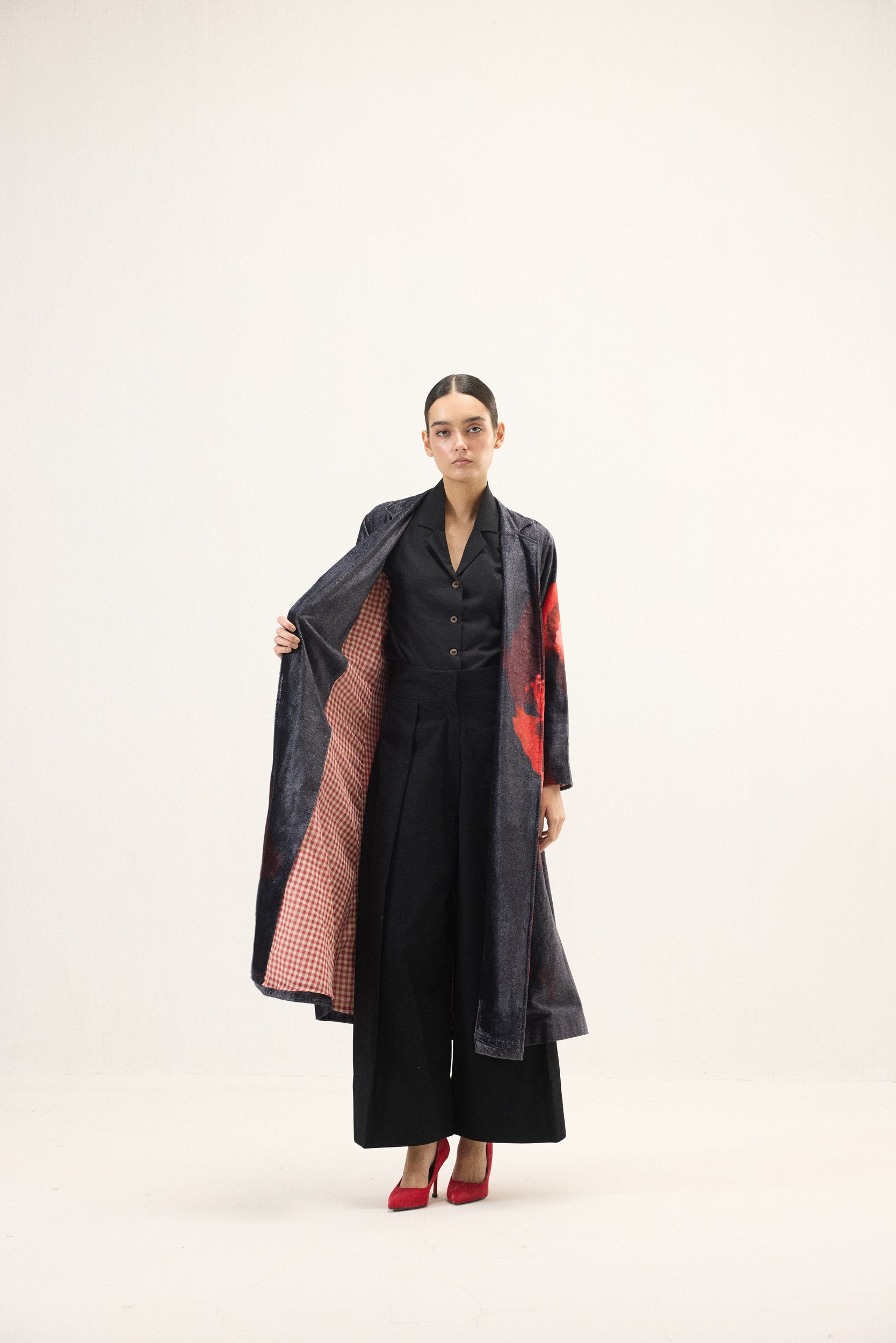 Ink Rose Trench Coat