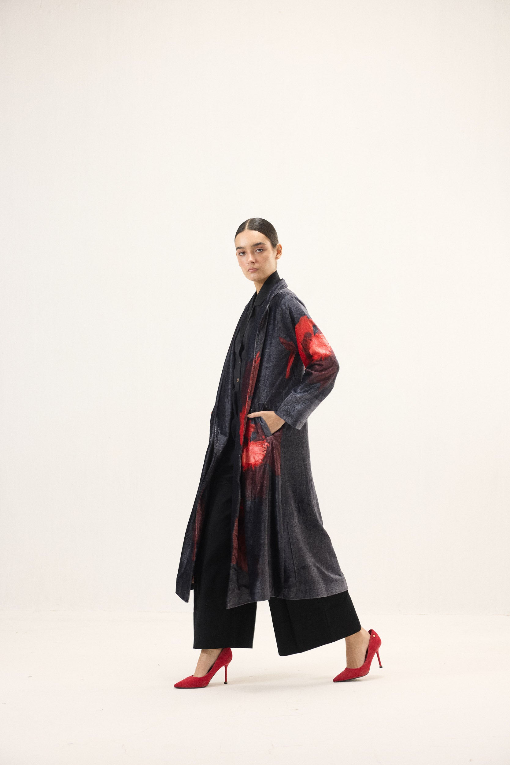 Ink Rose Trench Coat