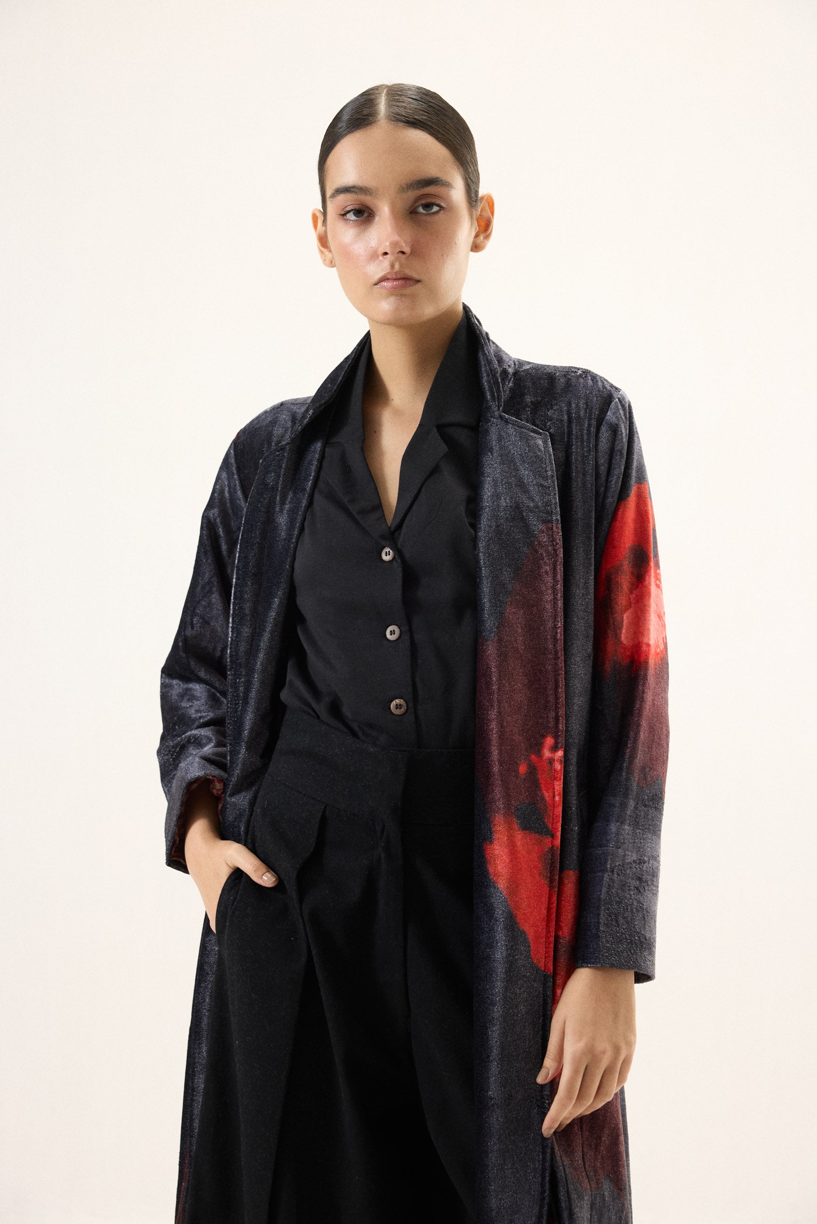 Ink Rose Trench Coat