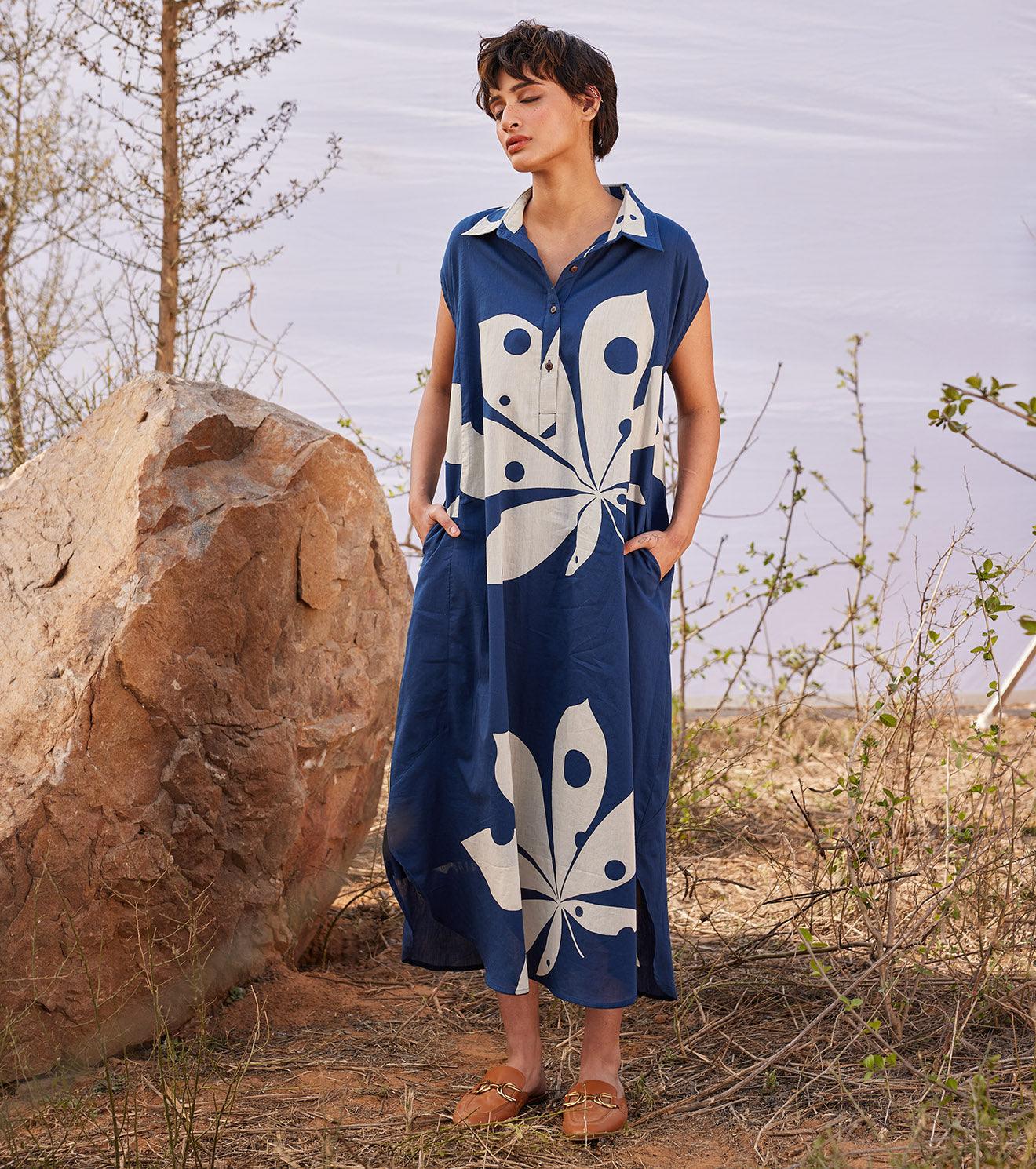 Azalea blue | cotton long dress M Azalea blue | cotton long dress M