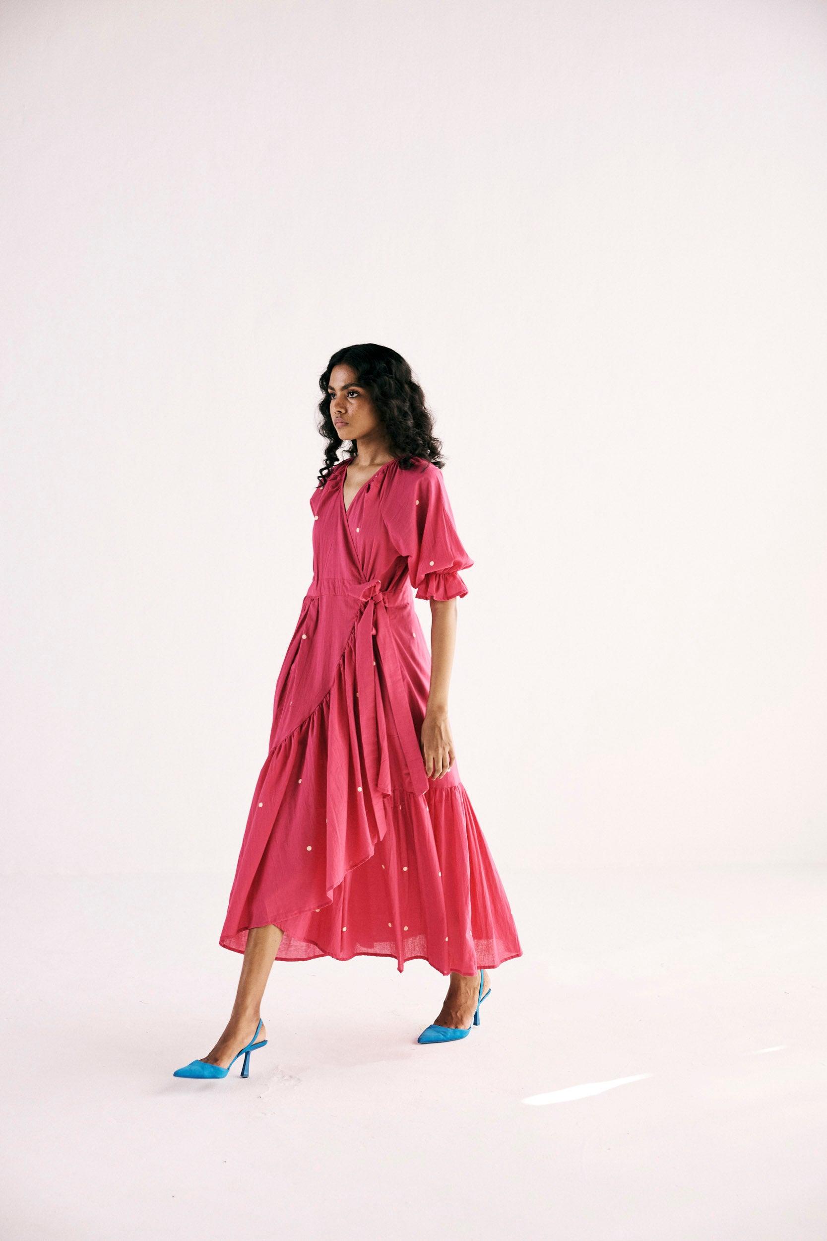 Pink Polka Wrap - Khara Kapas