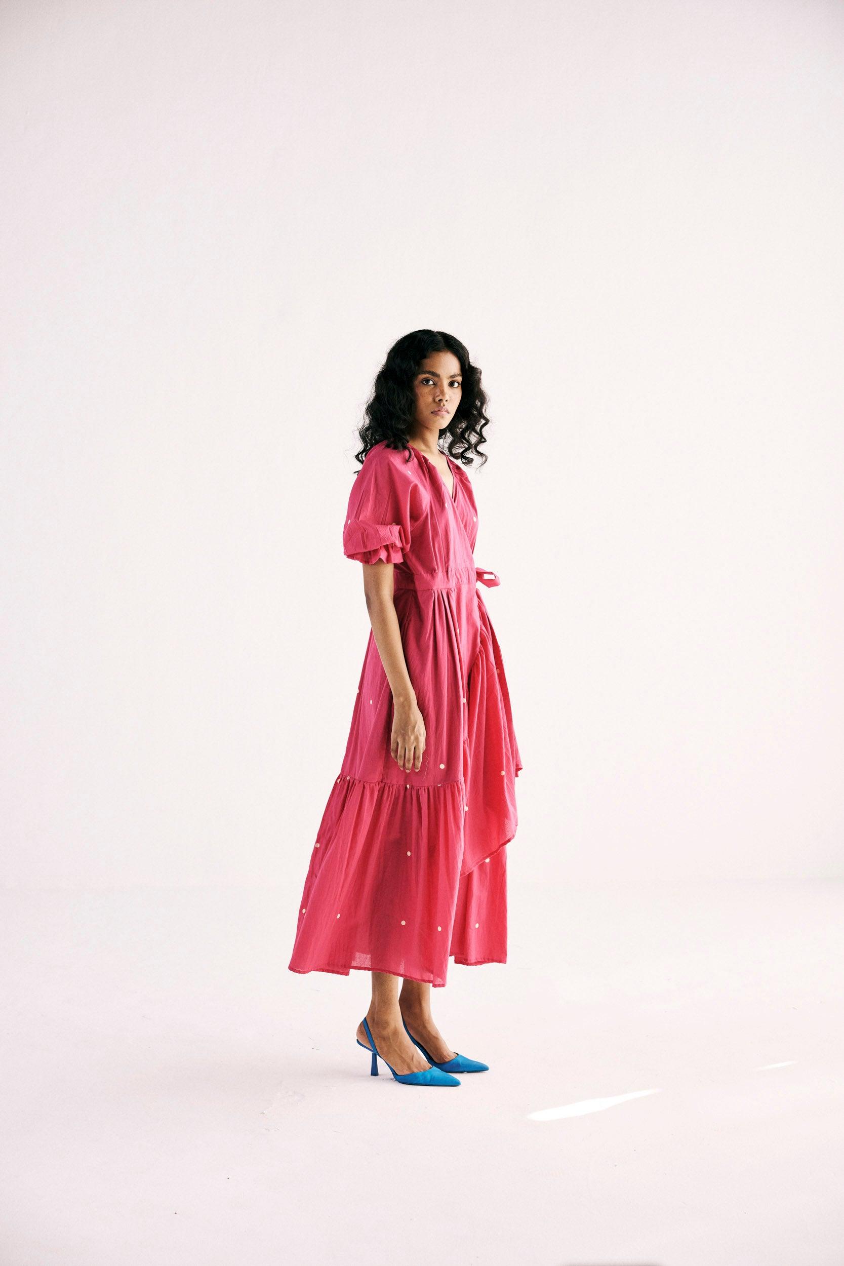 Pink Polka Wrap - Khara Kapas