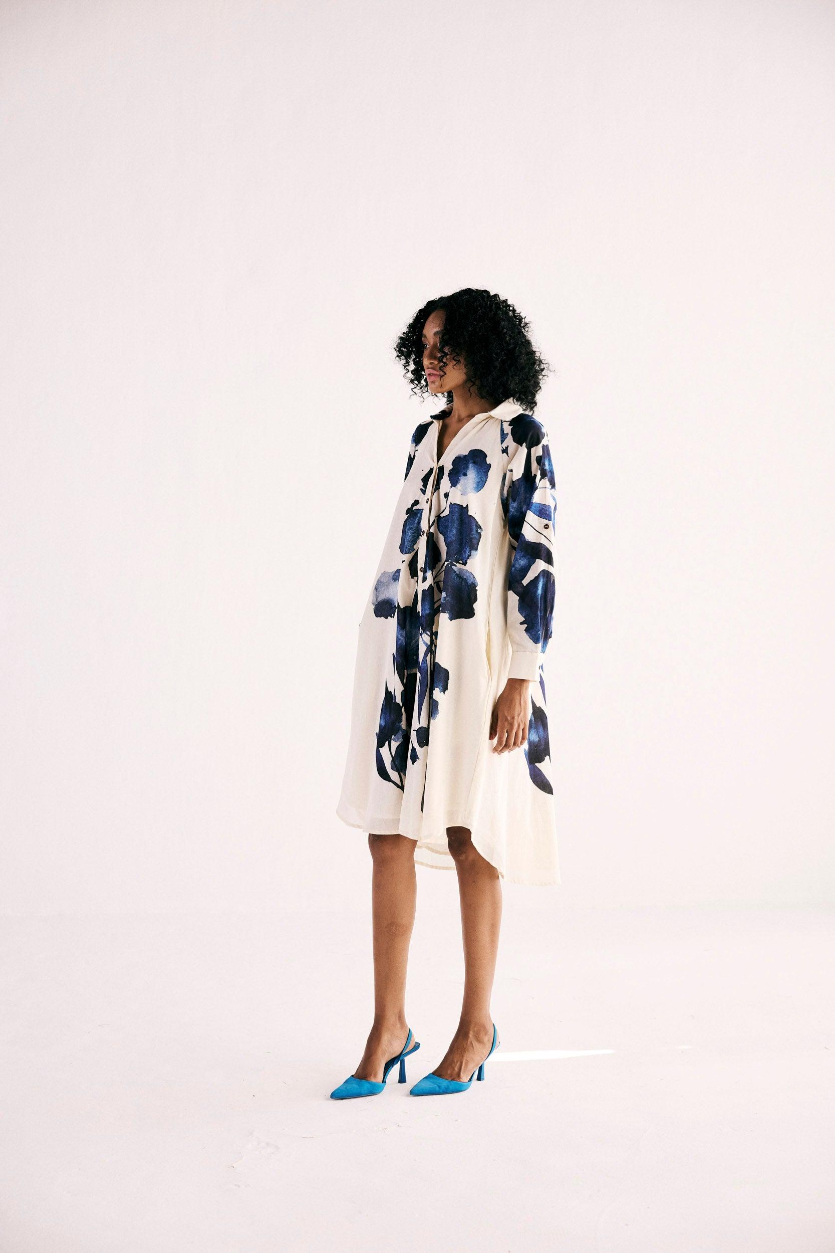 Blue orchid Shirt Dress - Khara Kapas