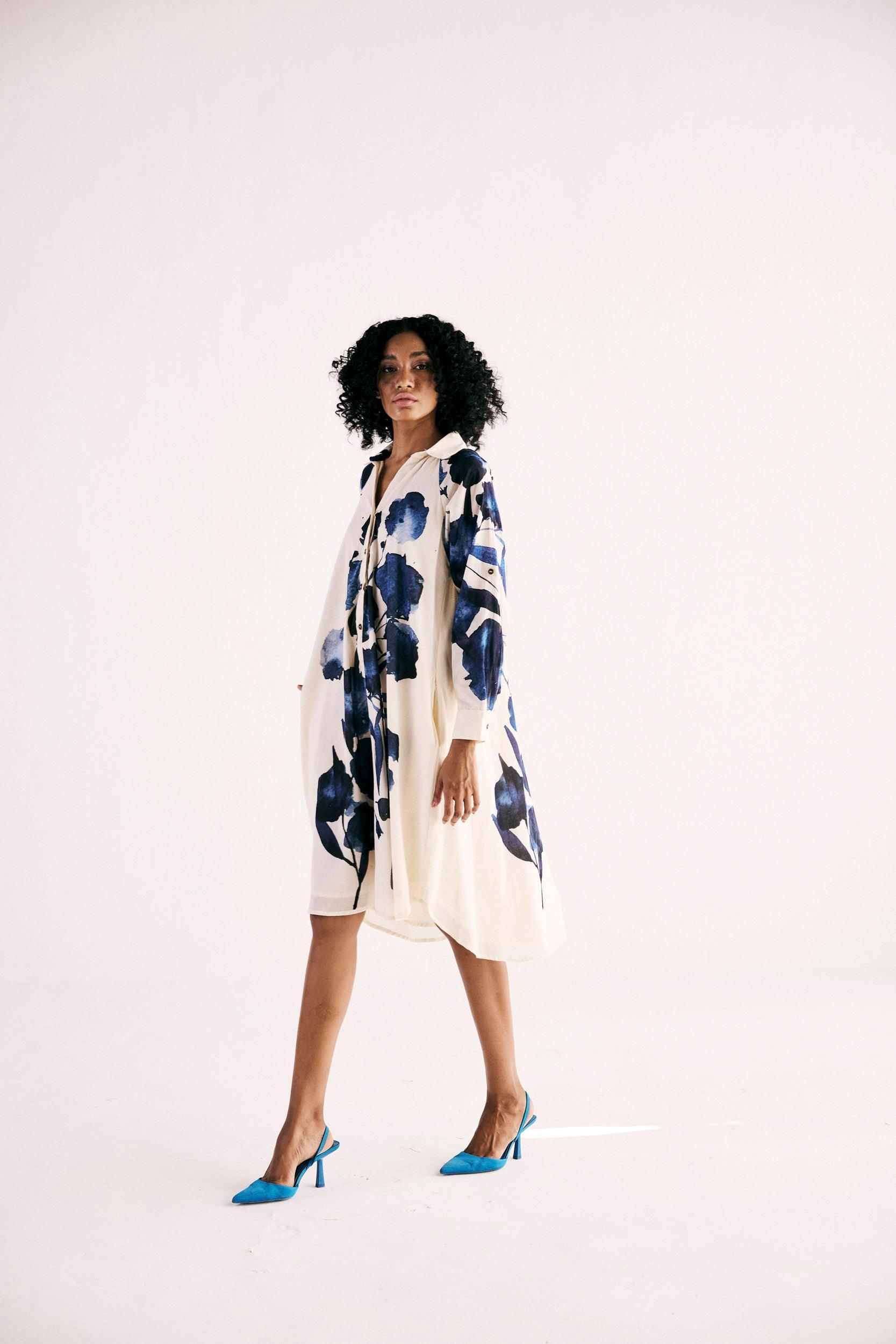 Blue orchid Shirt Dress - Khara Kapas
