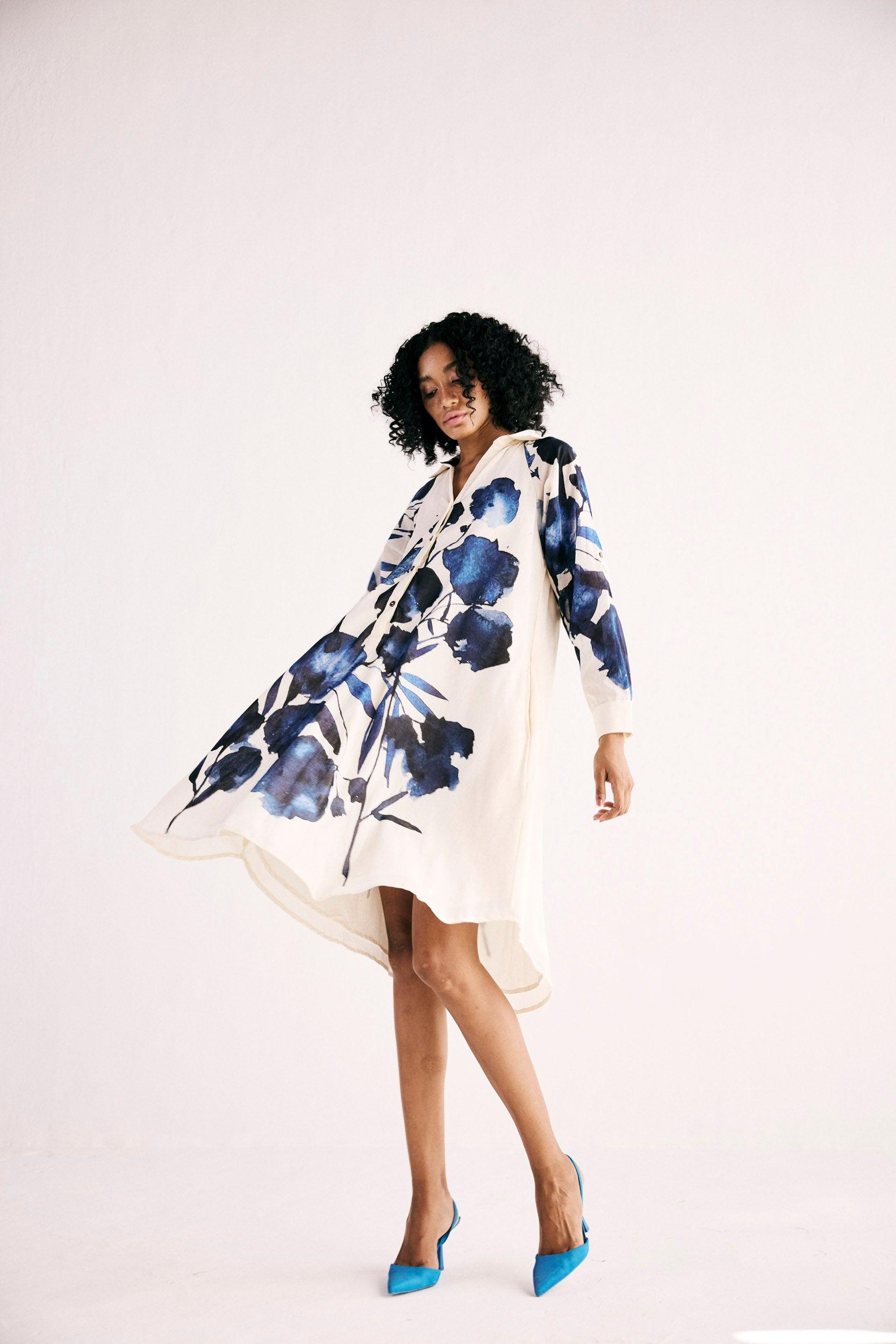 Blue orchid Shirt Dress - Khara Kapas