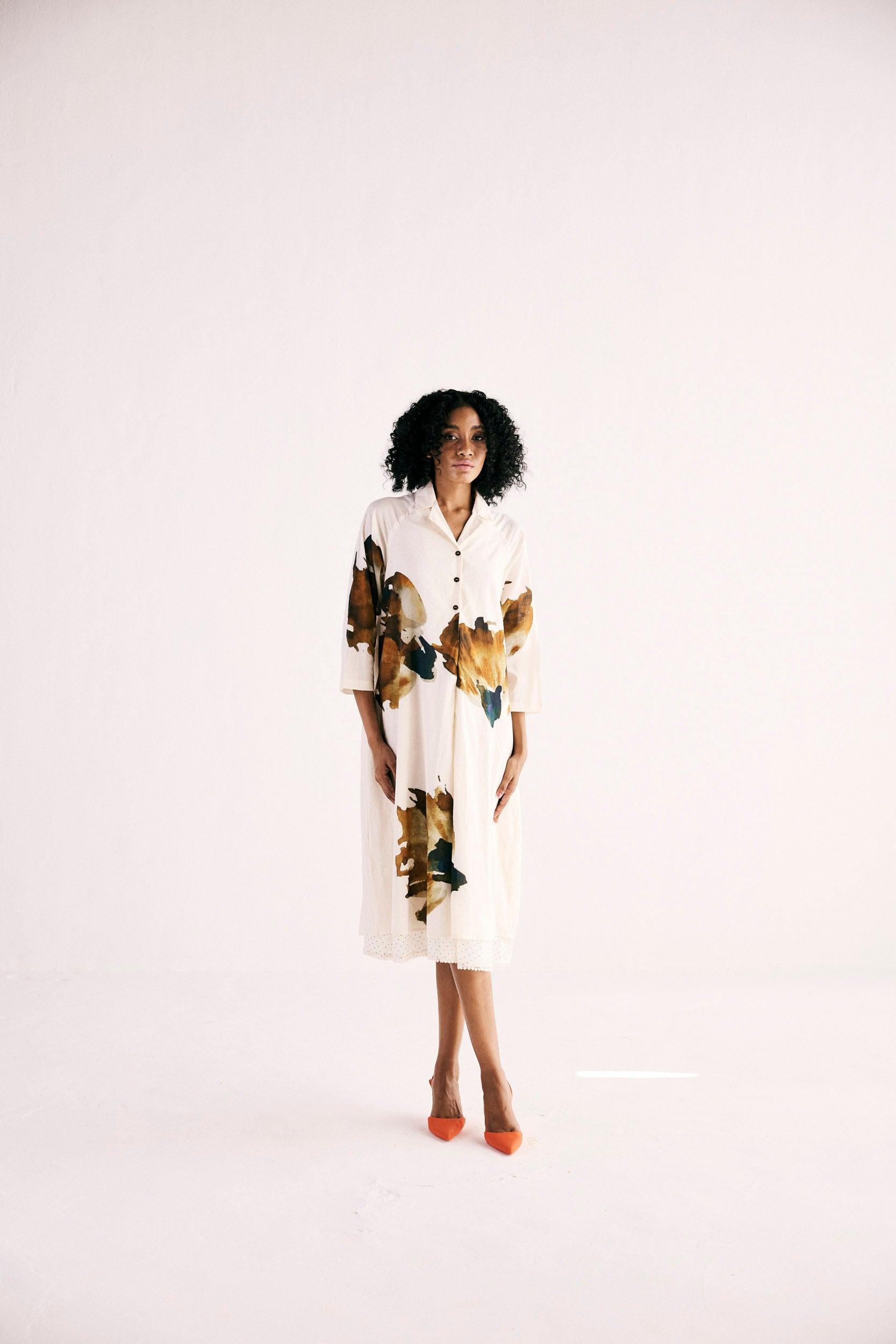 Wild Carnations Shirt Dress - Khara Kapas