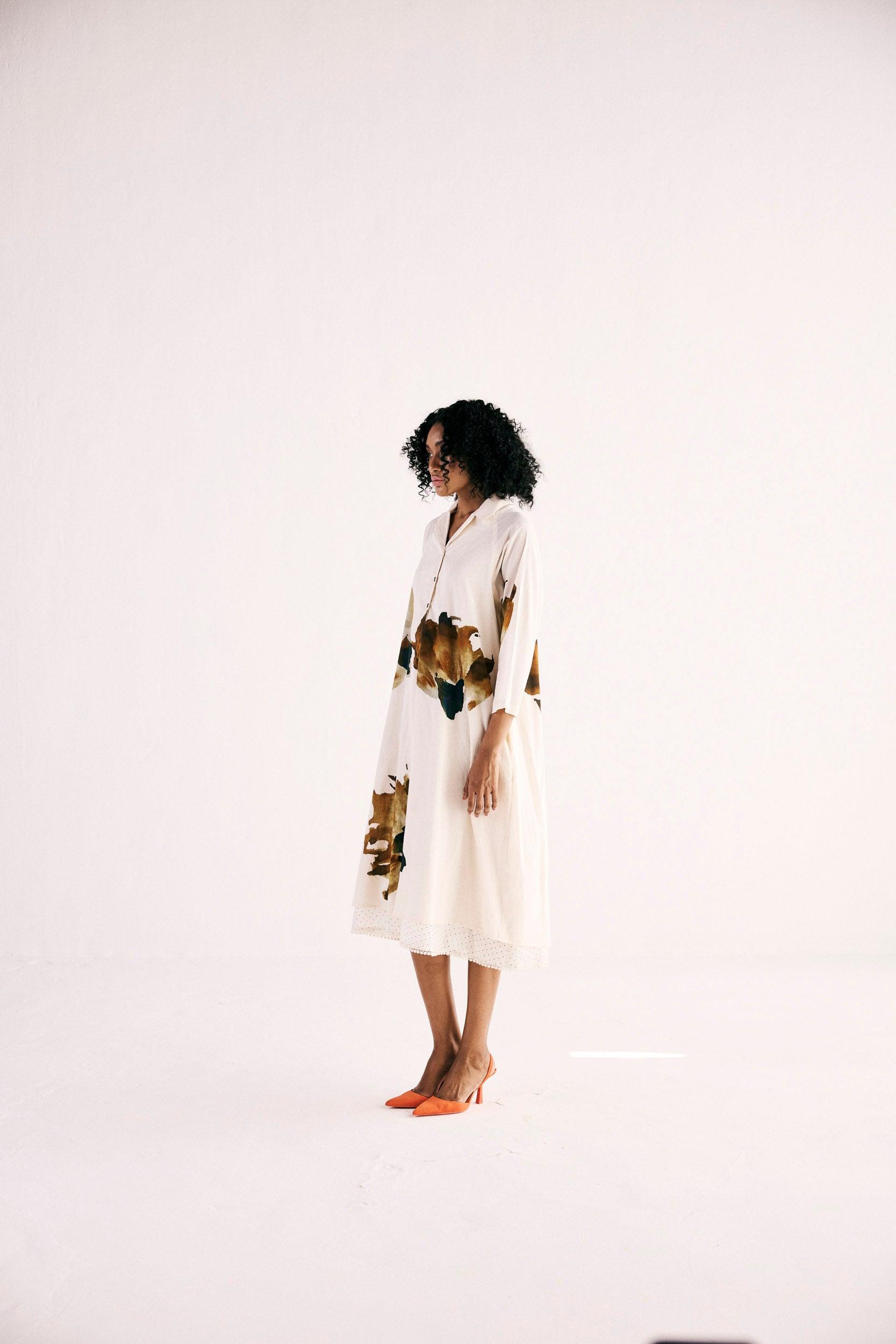 Wild Carnations Shirt Dress - Khara Kapas
