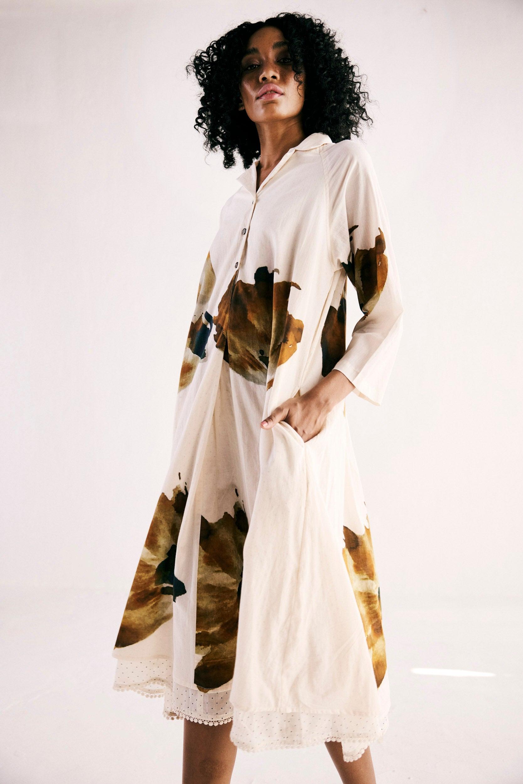 Wild Carnations Shirt Dress - Khara Kapas