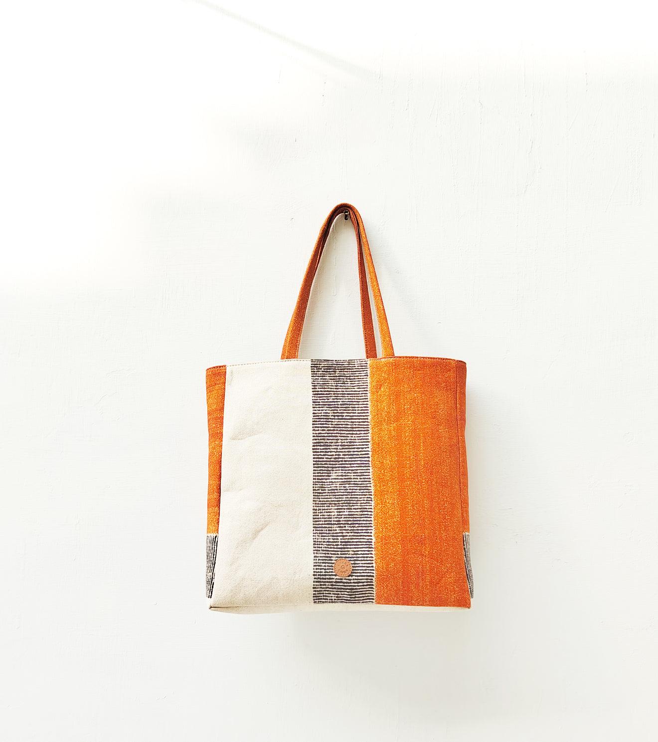 Orange Block Tote - Khara Kapas