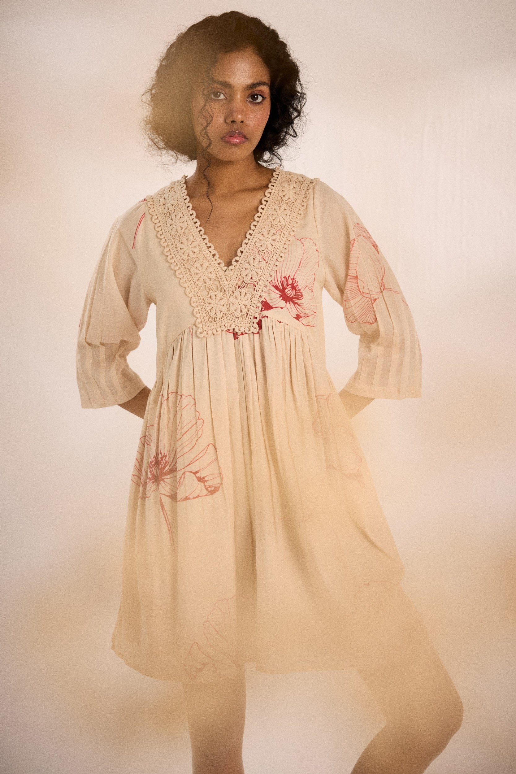 Oatmeal poppy dress