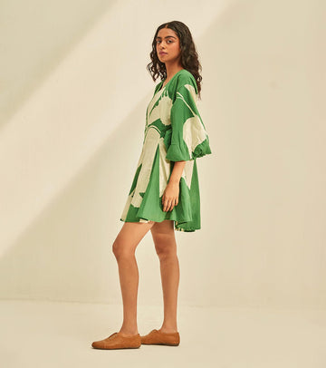 Lush | SHORT DRESS | GREEN | DRESS | FLORAL DRESS - Khara Kapas Lush | SHORT DRESS | GREEN | DRESS | FLORAL DRESS - Khara Kapas