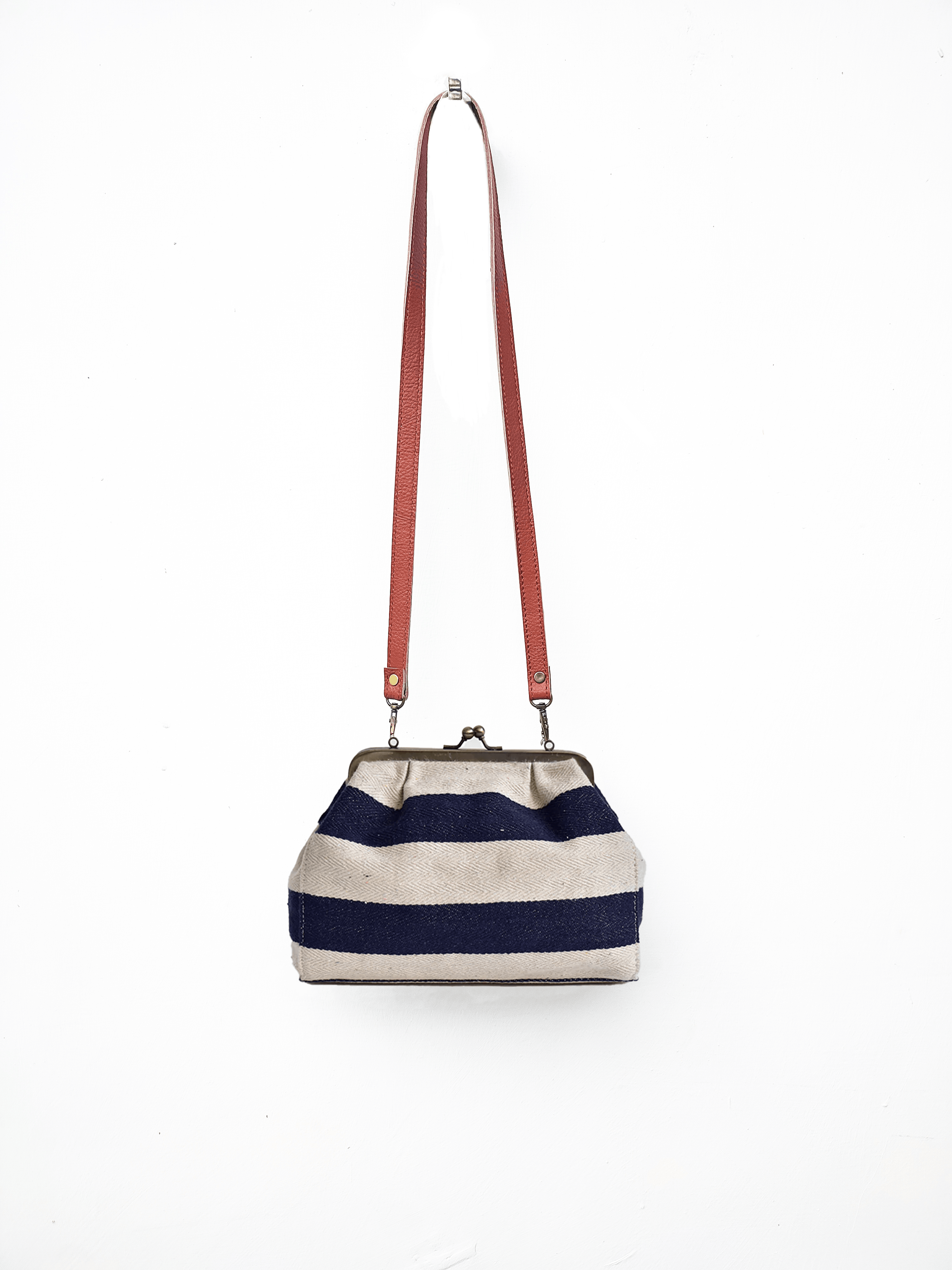 Stripe it blue clutch - Khara Kapas