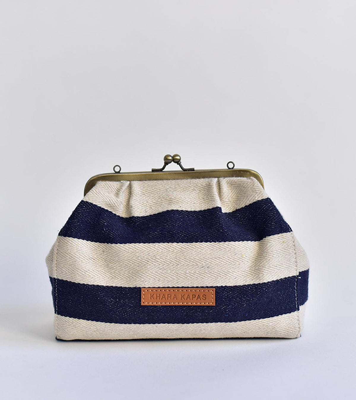 Stripe it blue clutch - Khara Kapas