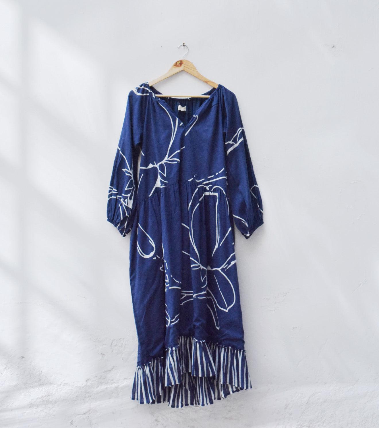 Blue longline  cotton dress