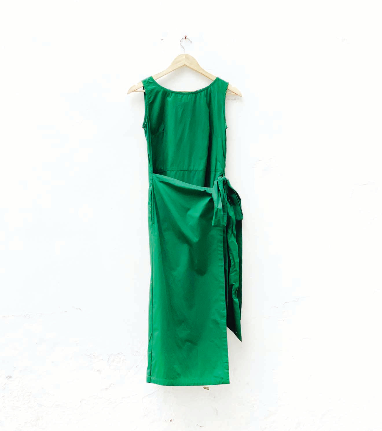 Green Poplin tie up dress