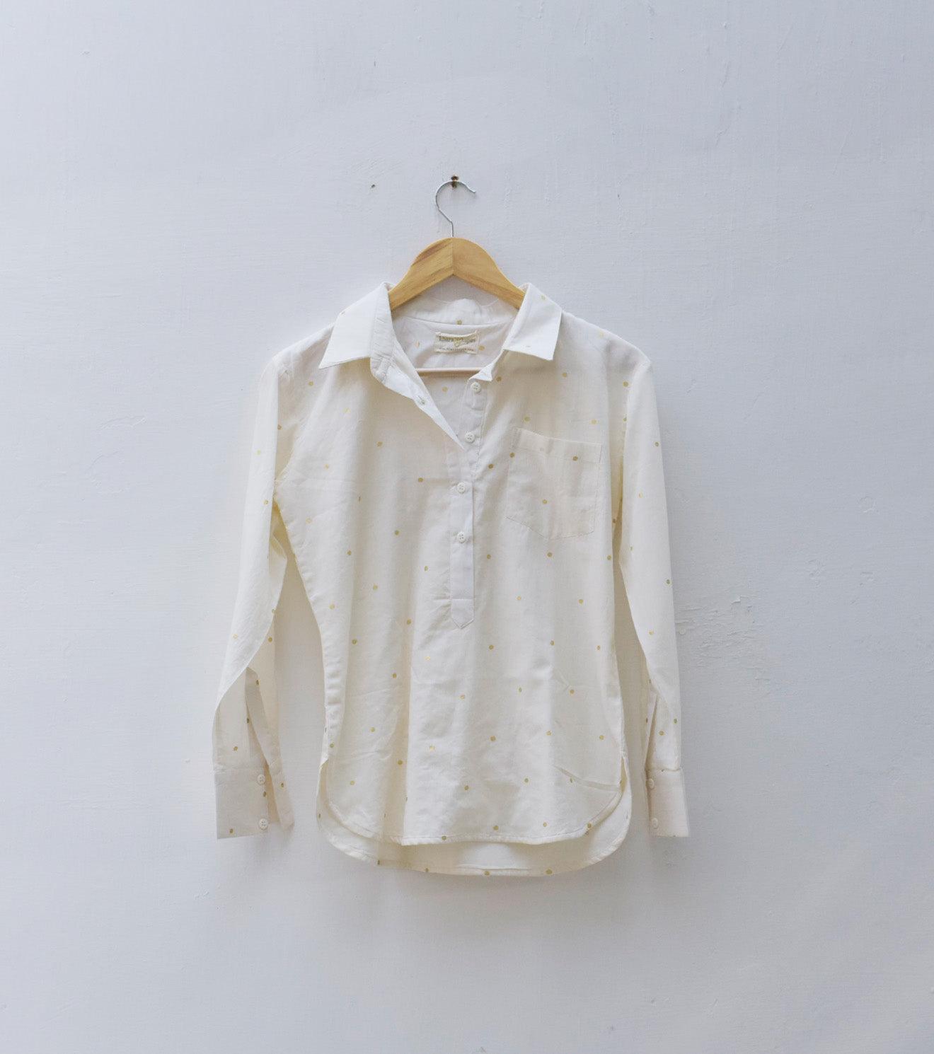 Ivory  shirt with gold dots