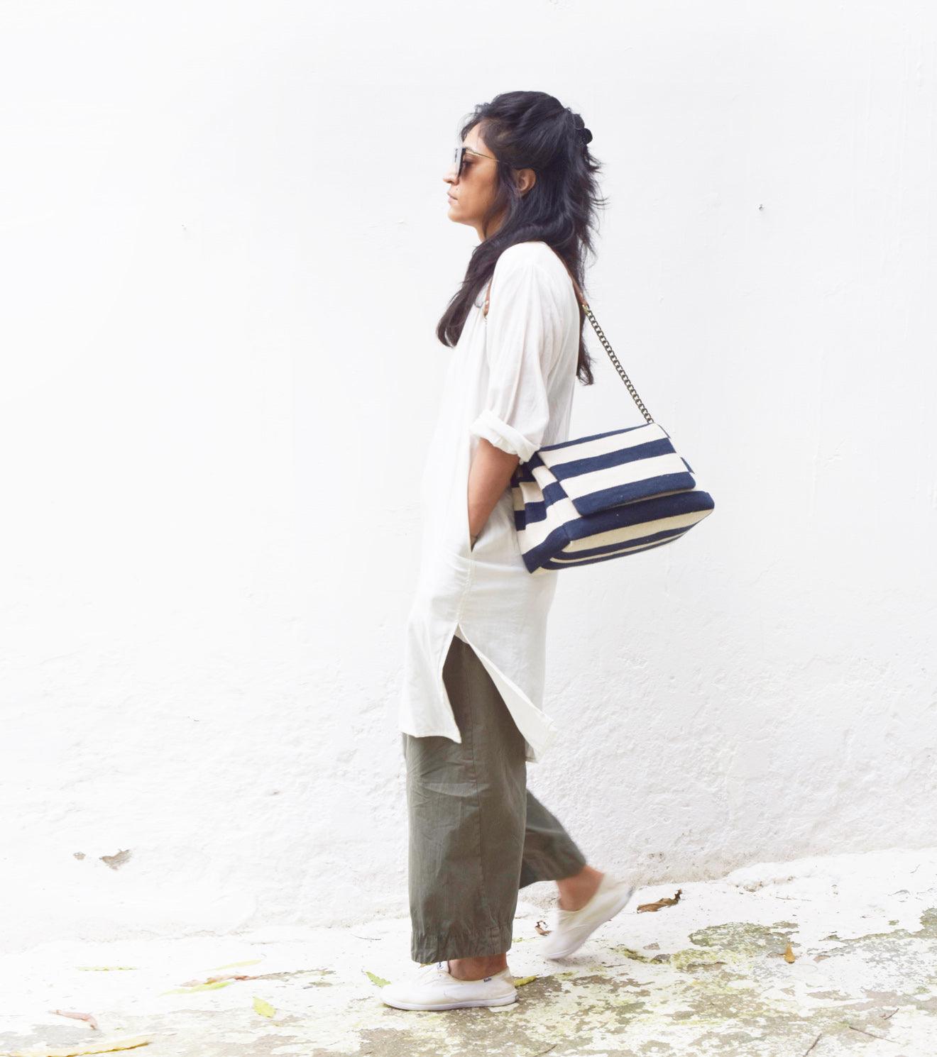 Navy Nautical sling bag - Khara Kapas