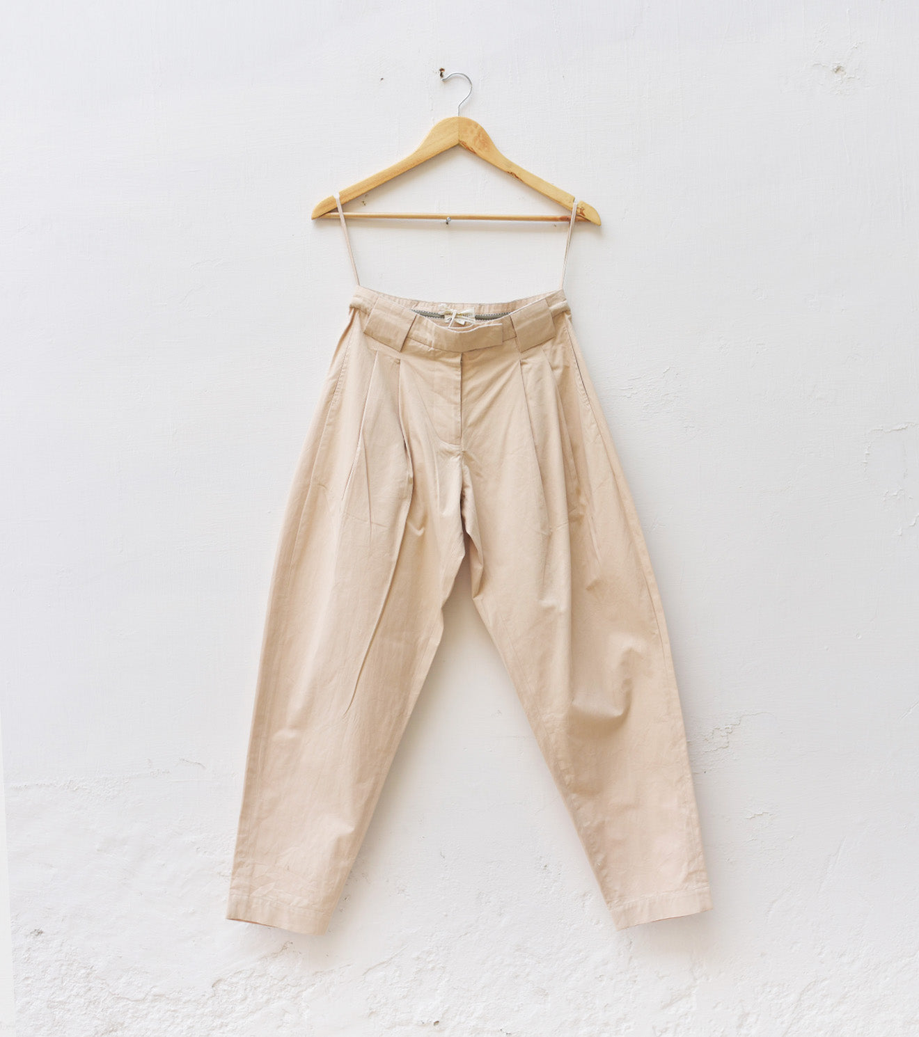 Beige poplin trousers