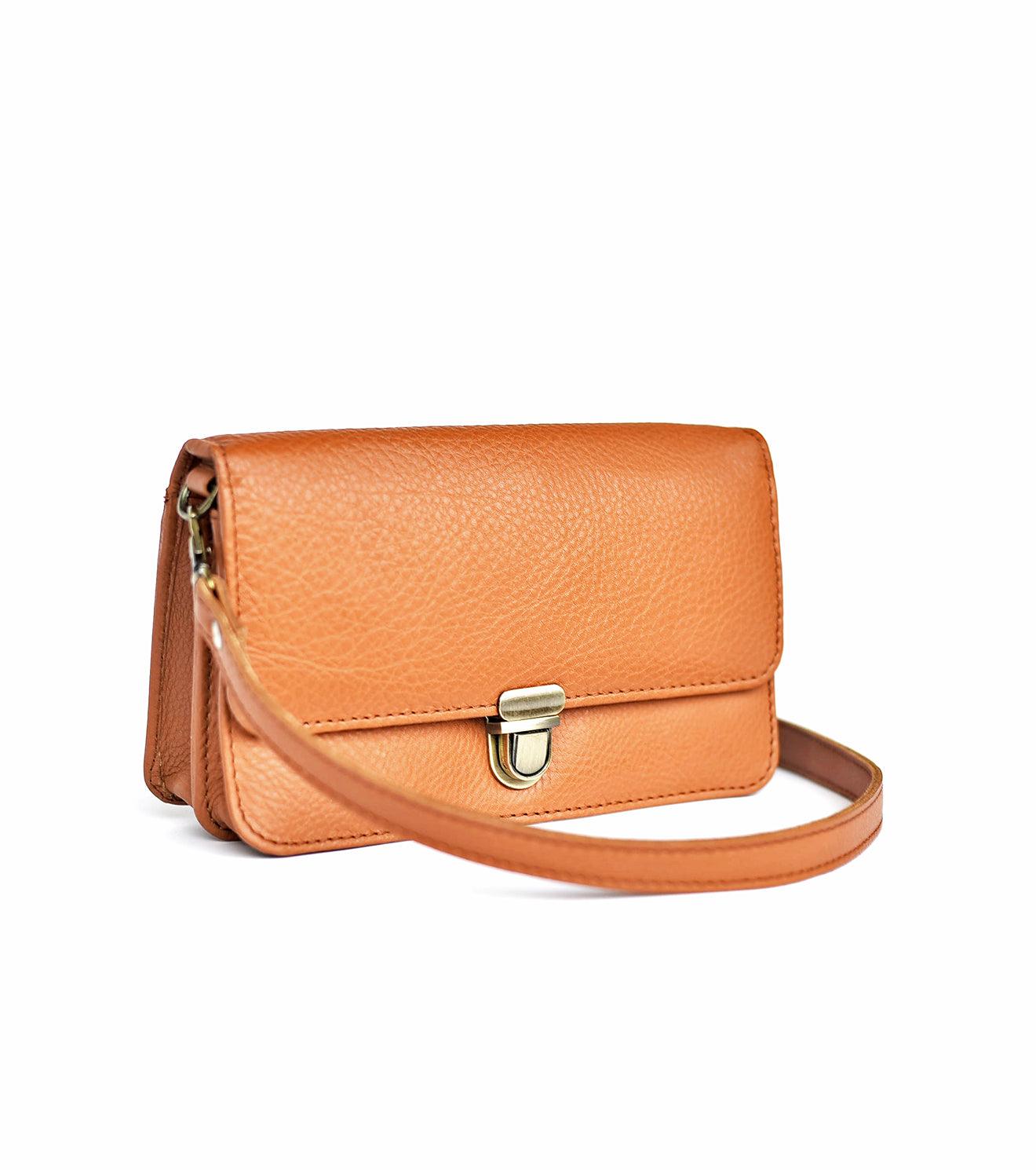 Caramel crossbody wallet - Khara Kapas