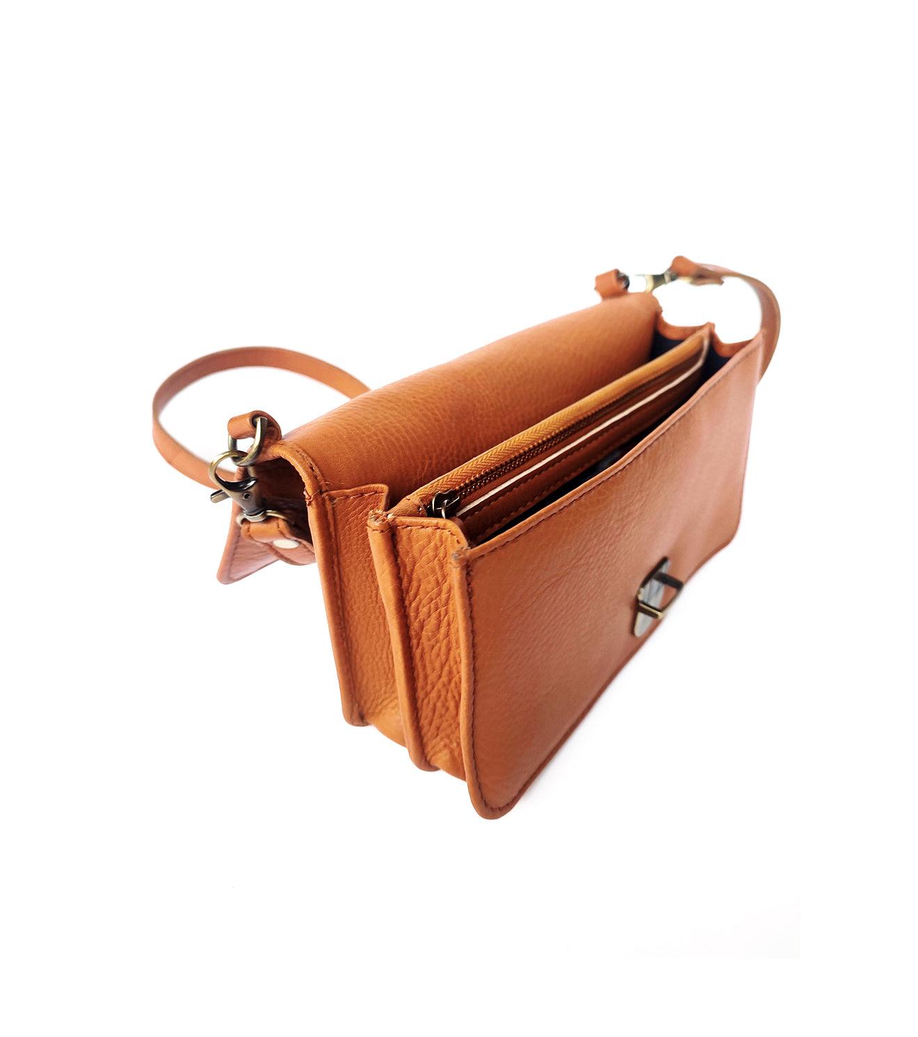 Caramel crossbody wallet - Khara Kapas