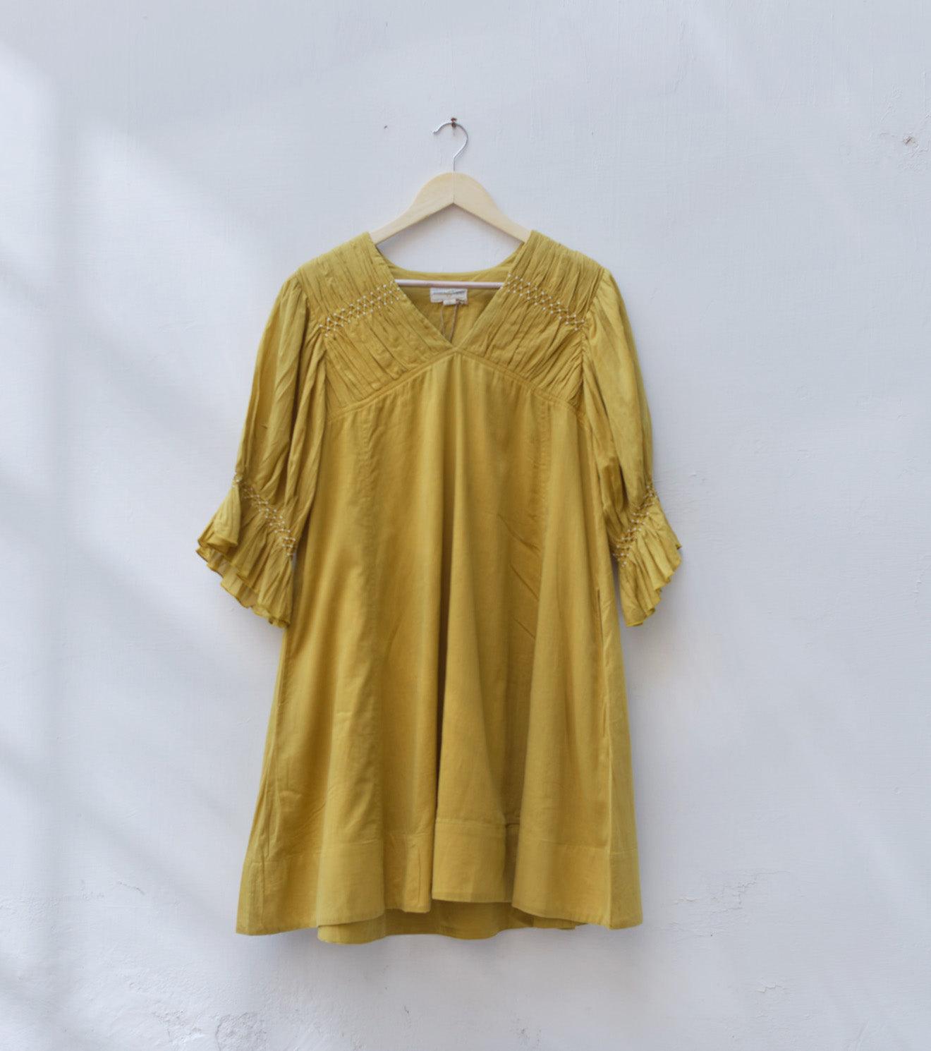 Mustard smocking dress