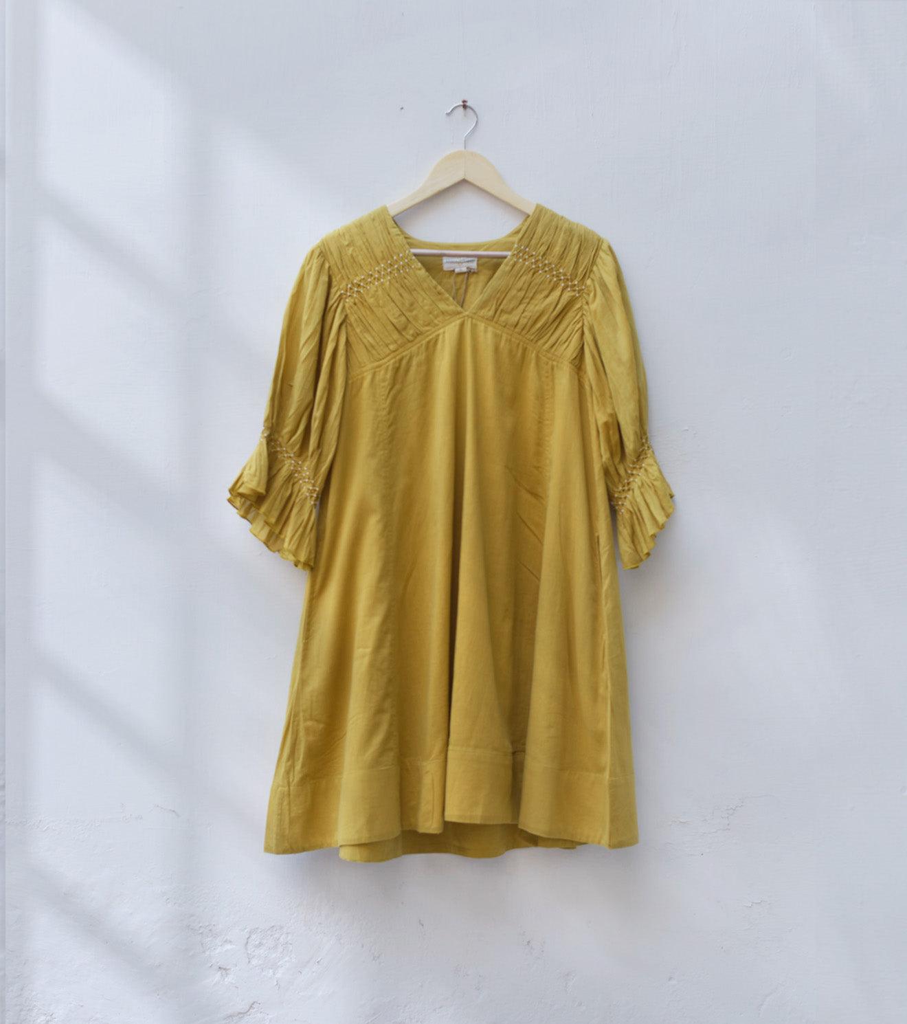 Mustard smocking dress