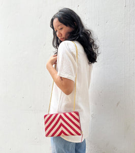 Stripe-it-red Clutch - Khara Kapas