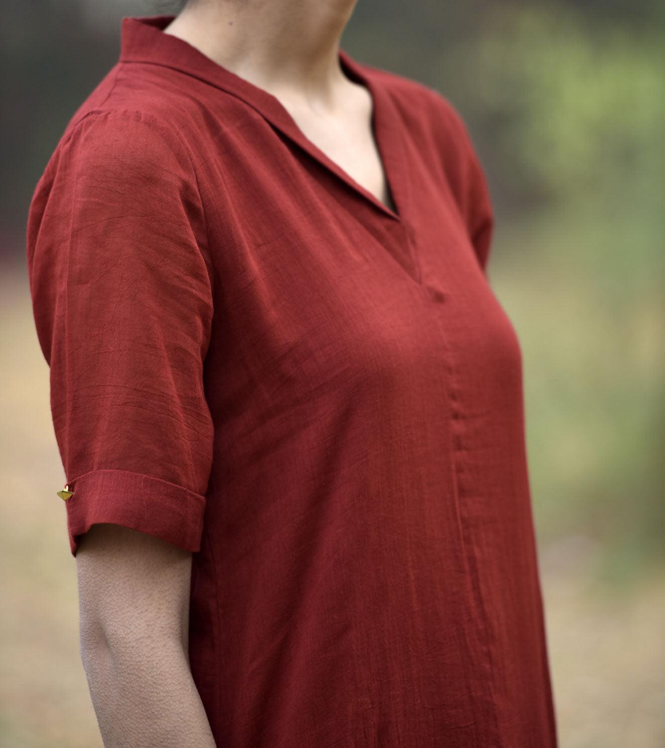 DEEP RED LOVE COWL AND DRAPE DRESS - Khara Kapas