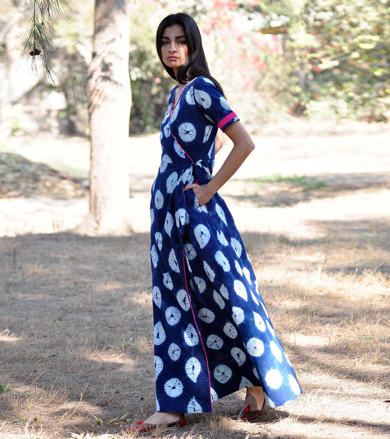 Indigo Rush Shibori Gown - Khara Kapas