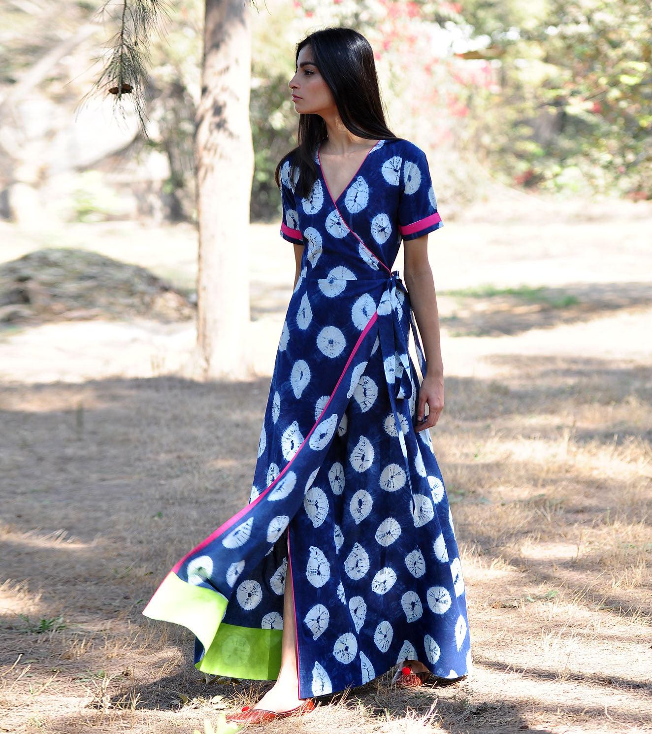 Indigo Rush Shibori Gown - Khara Kapas