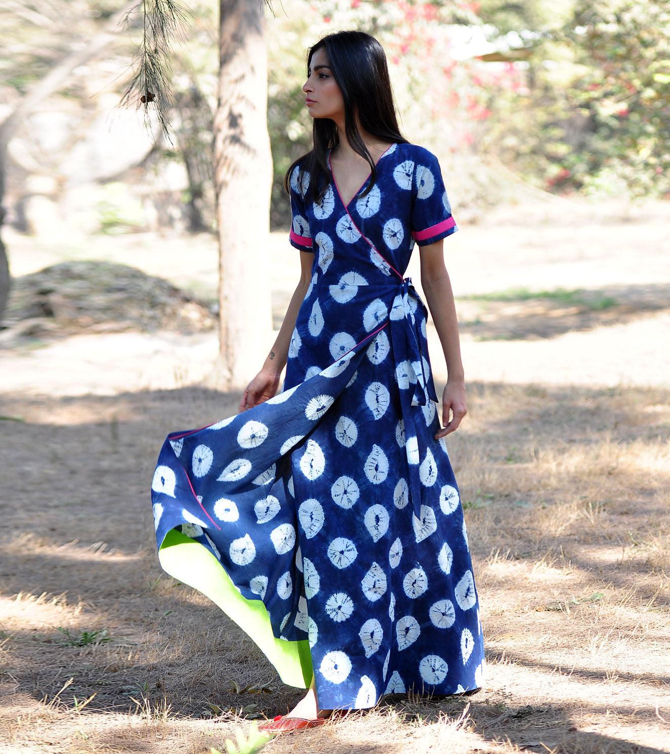 Indigo Rush Shibori Gown - Khara Kapas