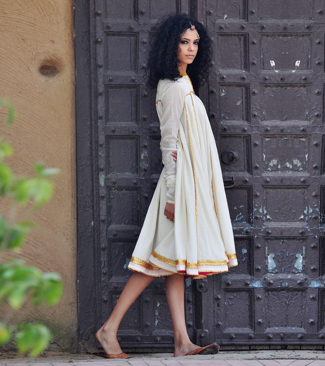 IVORY AND GOLD KALI DRESS - Khara Kapas