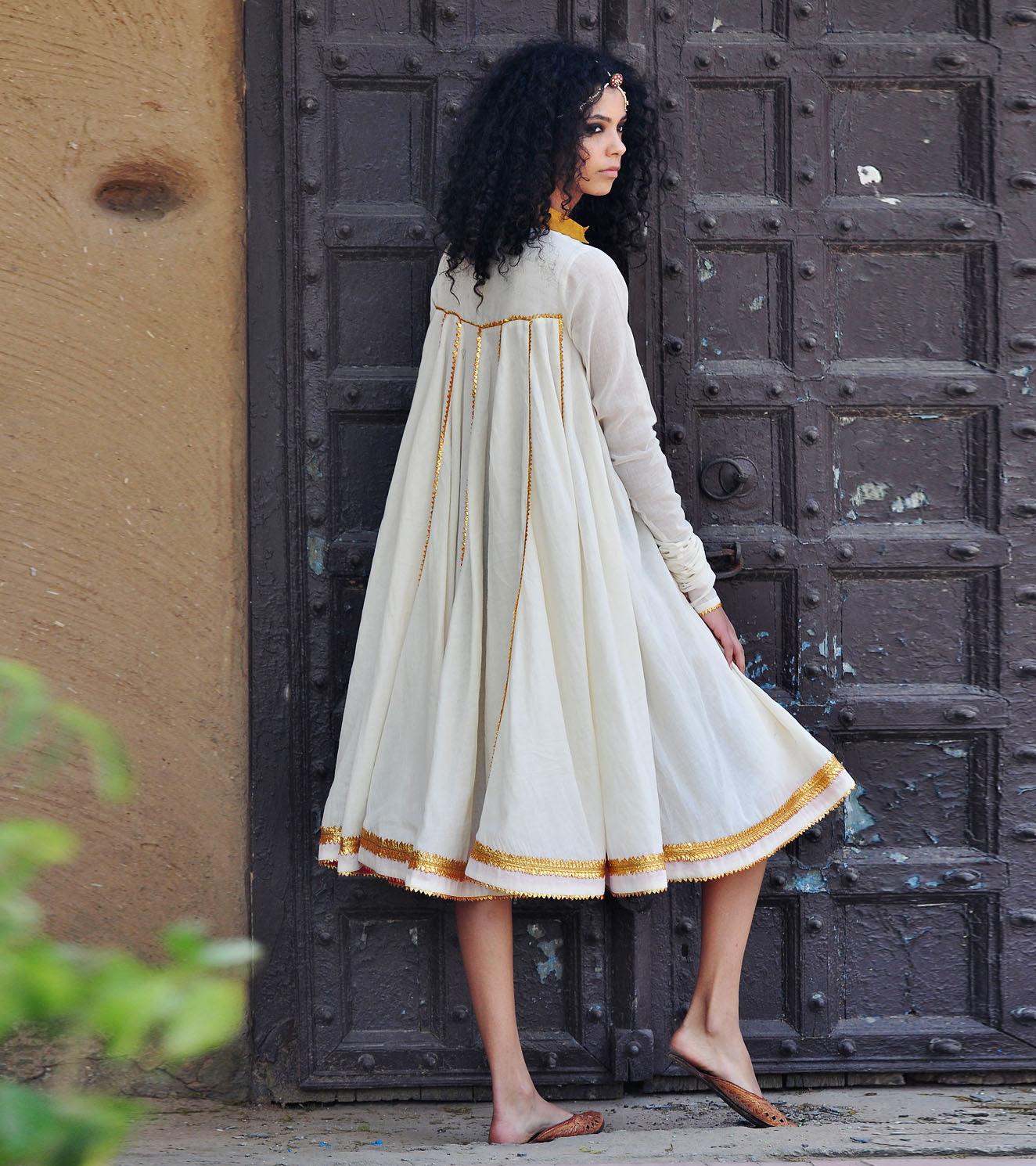 IVORY AND GOLD KALI DRESS - Khara Kapas