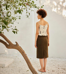 Olive pencil skirt - Khara Kapas