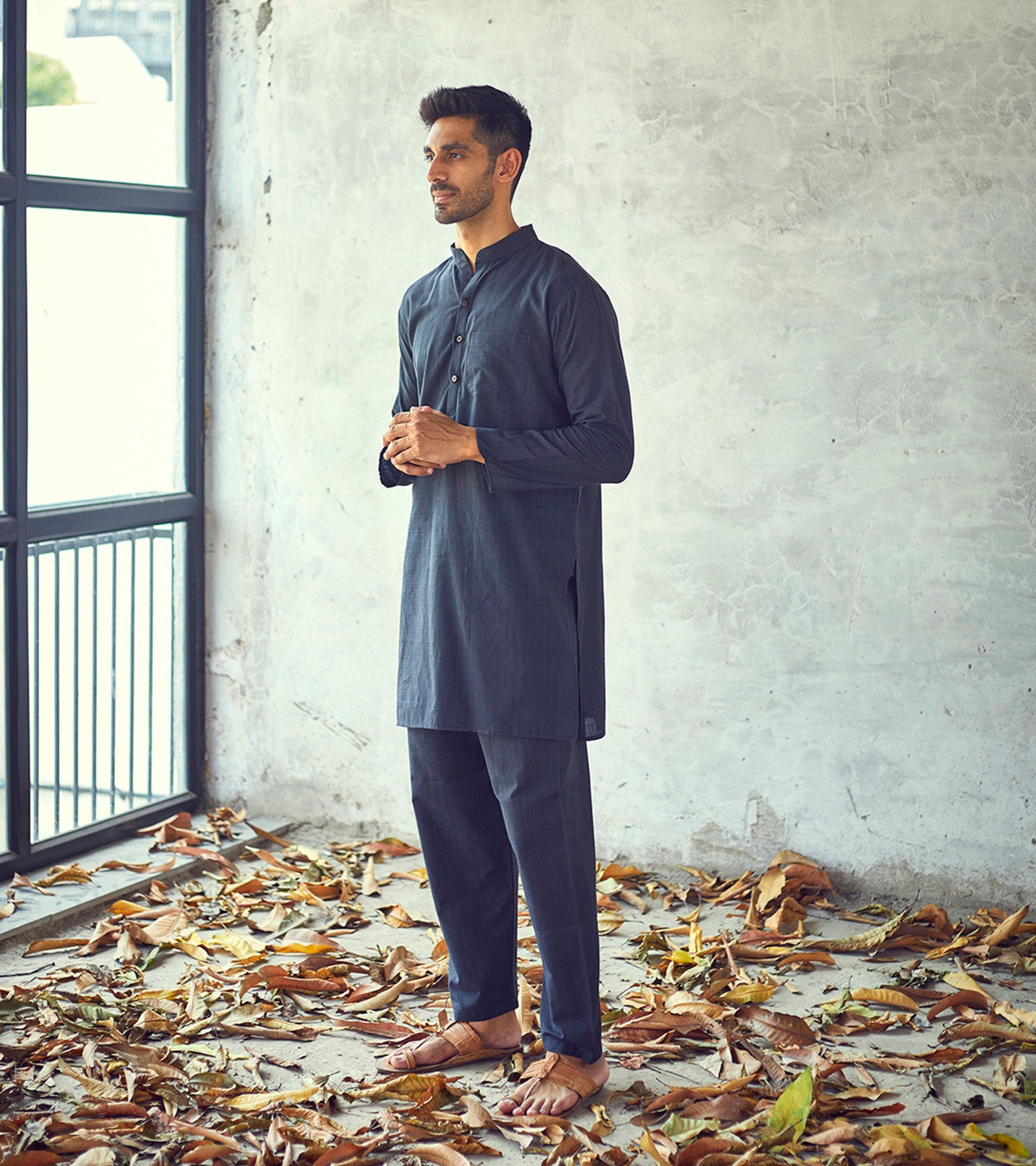 Dark night Kurta Set - Khara Kapas