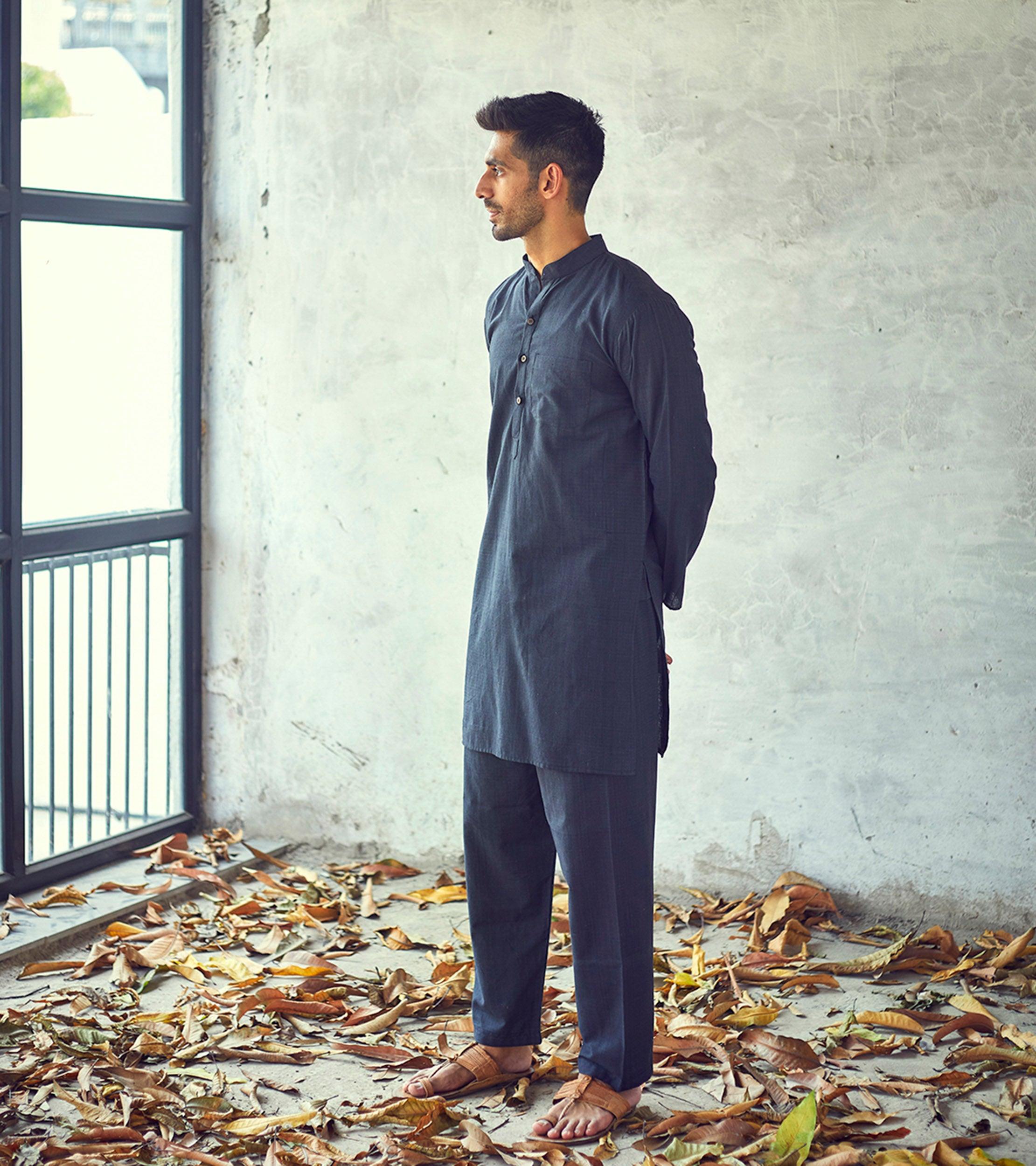 Dark night Kurta Set - Khara Kapas