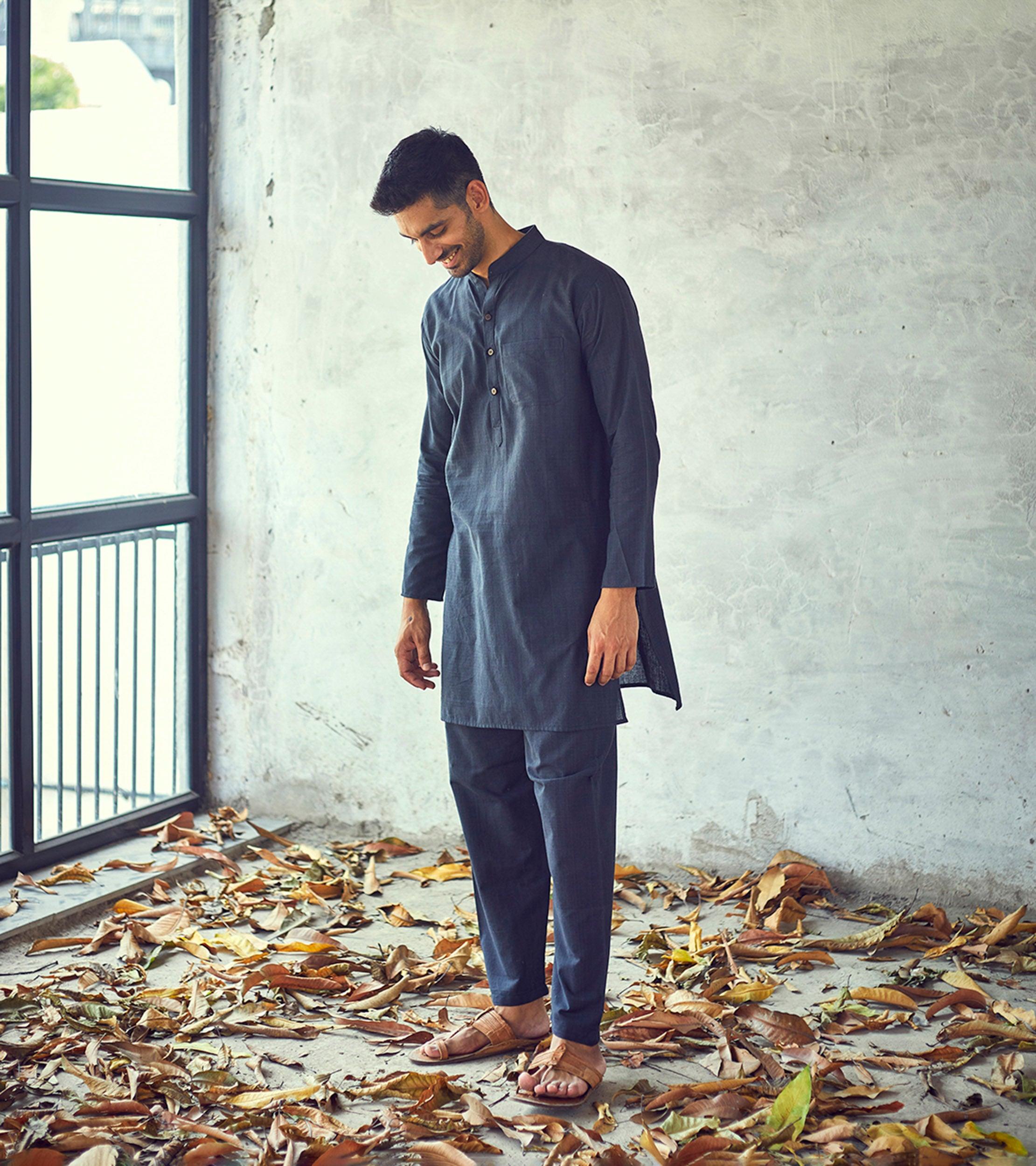 Dark night Kurta Set - Khara Kapas