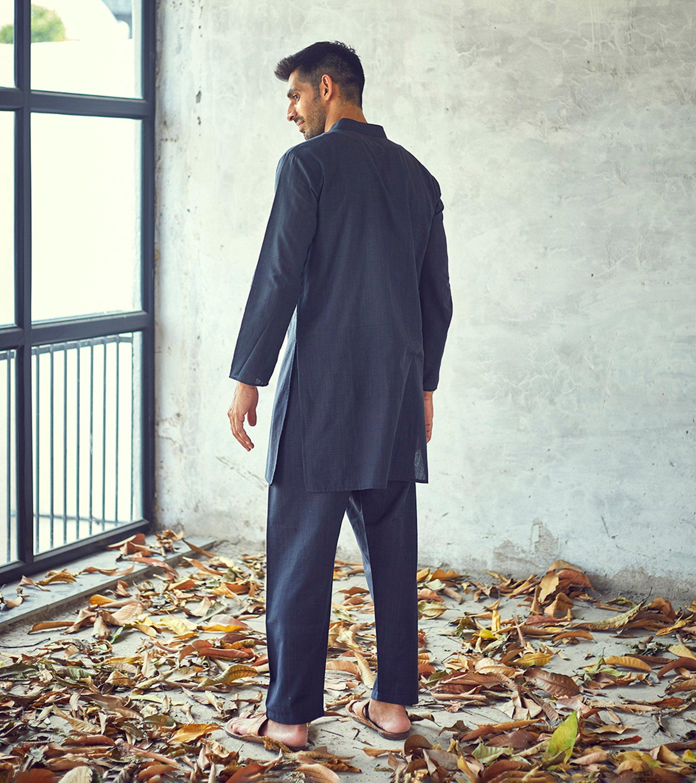 Dark night Kurta Set - Khara Kapas