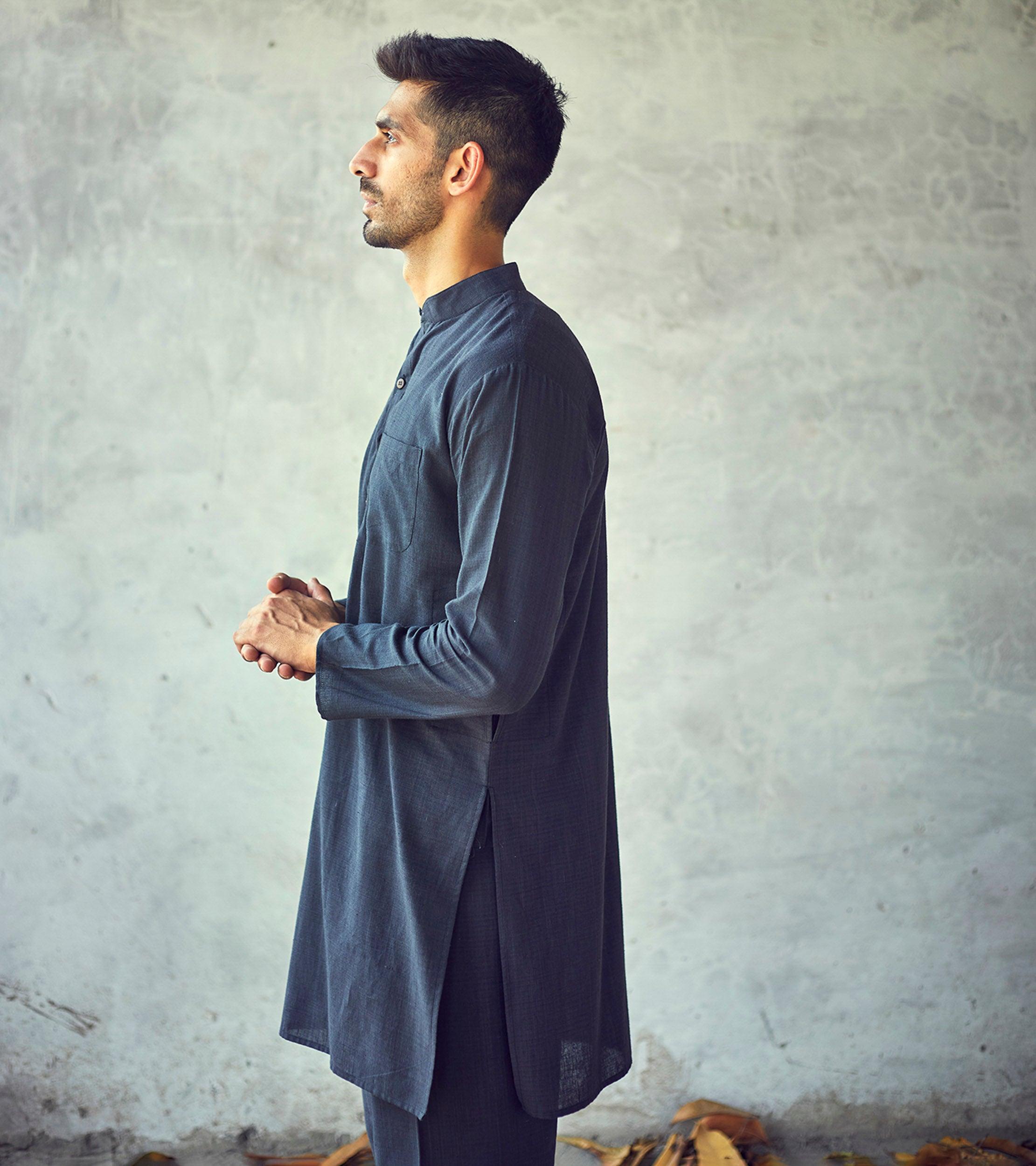 Dark night Kurta Set - Khara Kapas