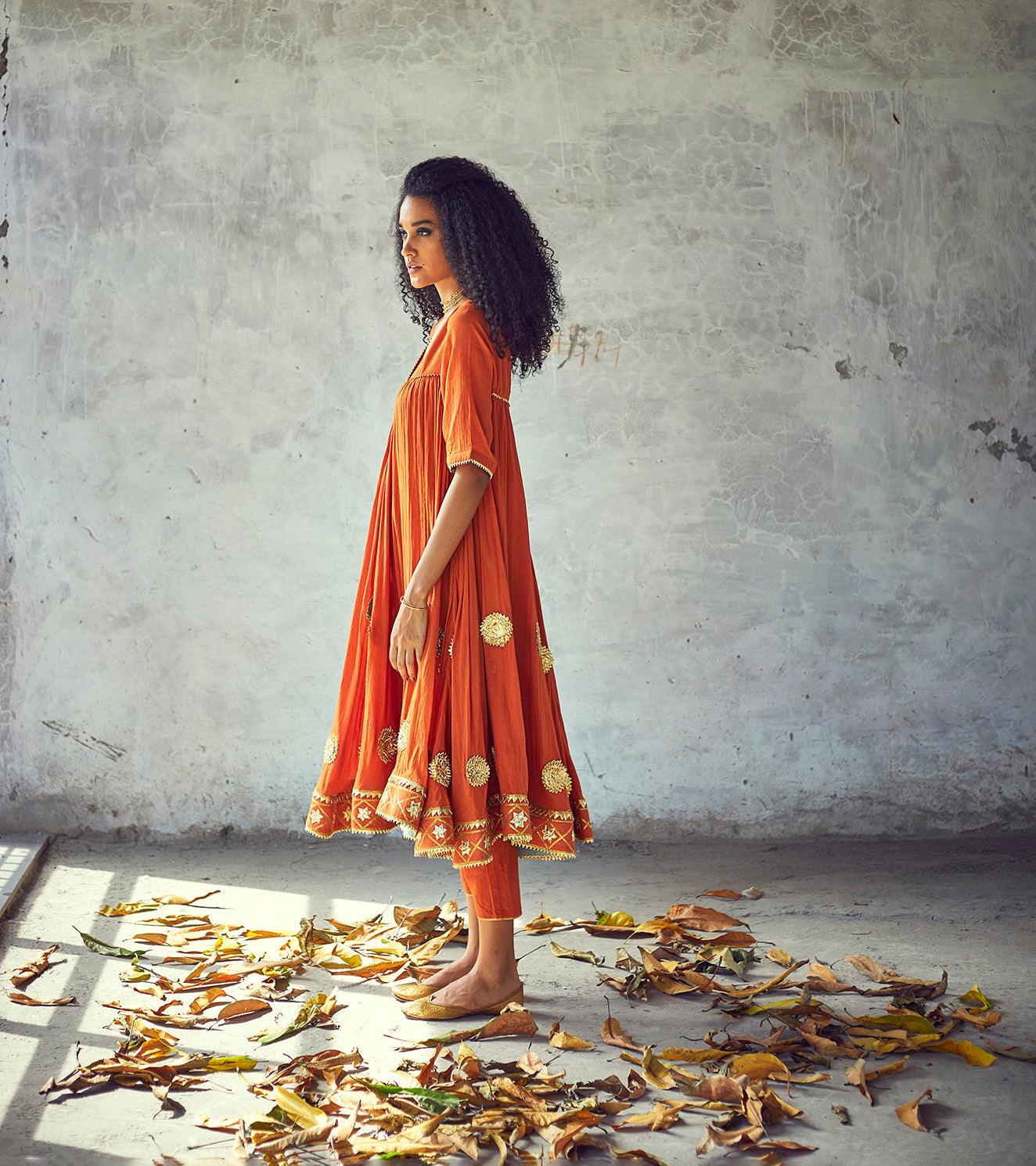 Narangi Poshak Set - Khara Kapas
