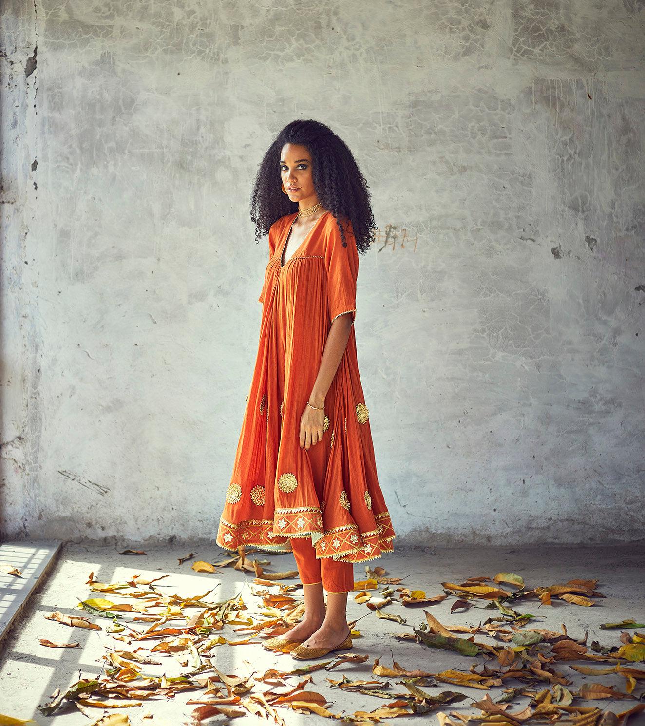 Narangi Poshak Set - Khara Kapas