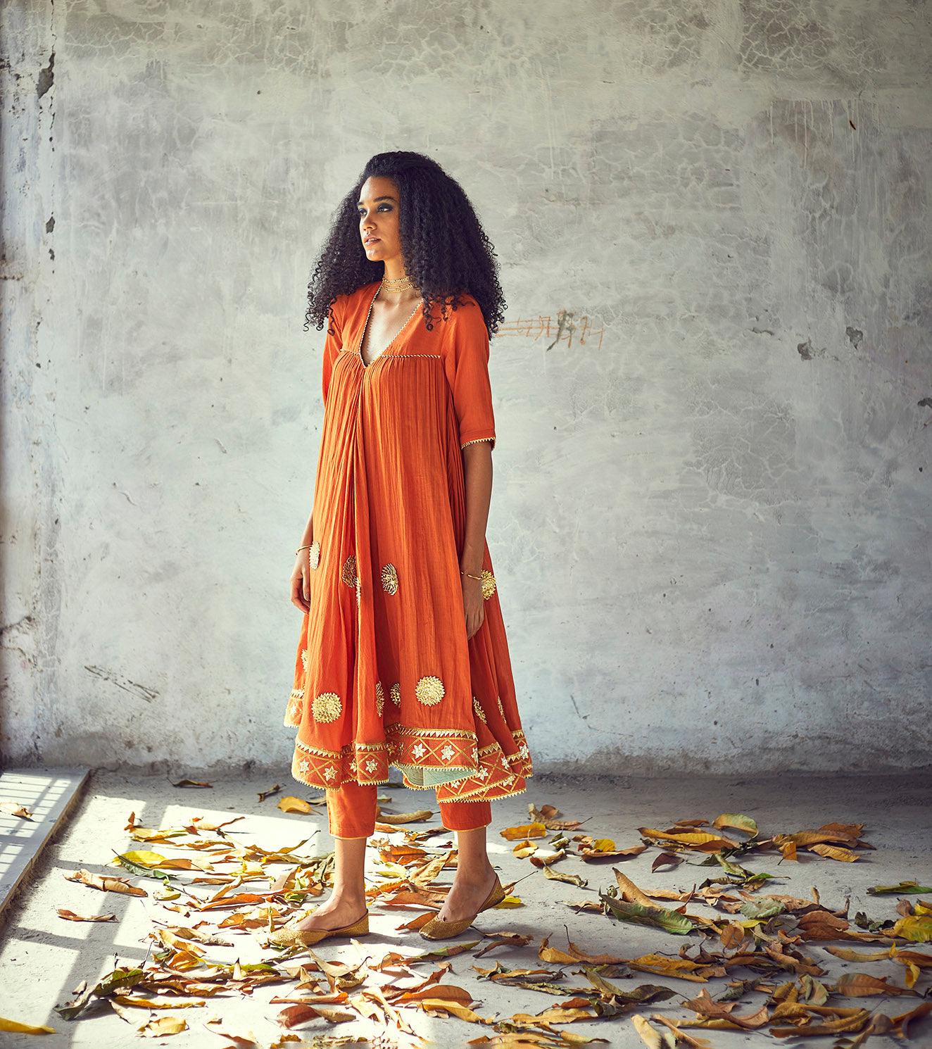 Narangi Poshak Set - Khara Kapas