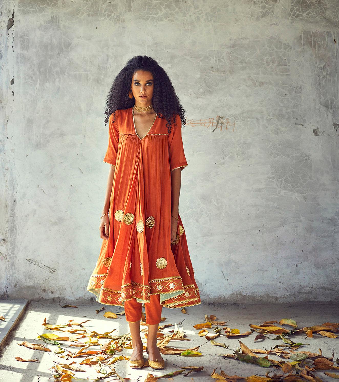 Narangi Poshak Set - Khara Kapas