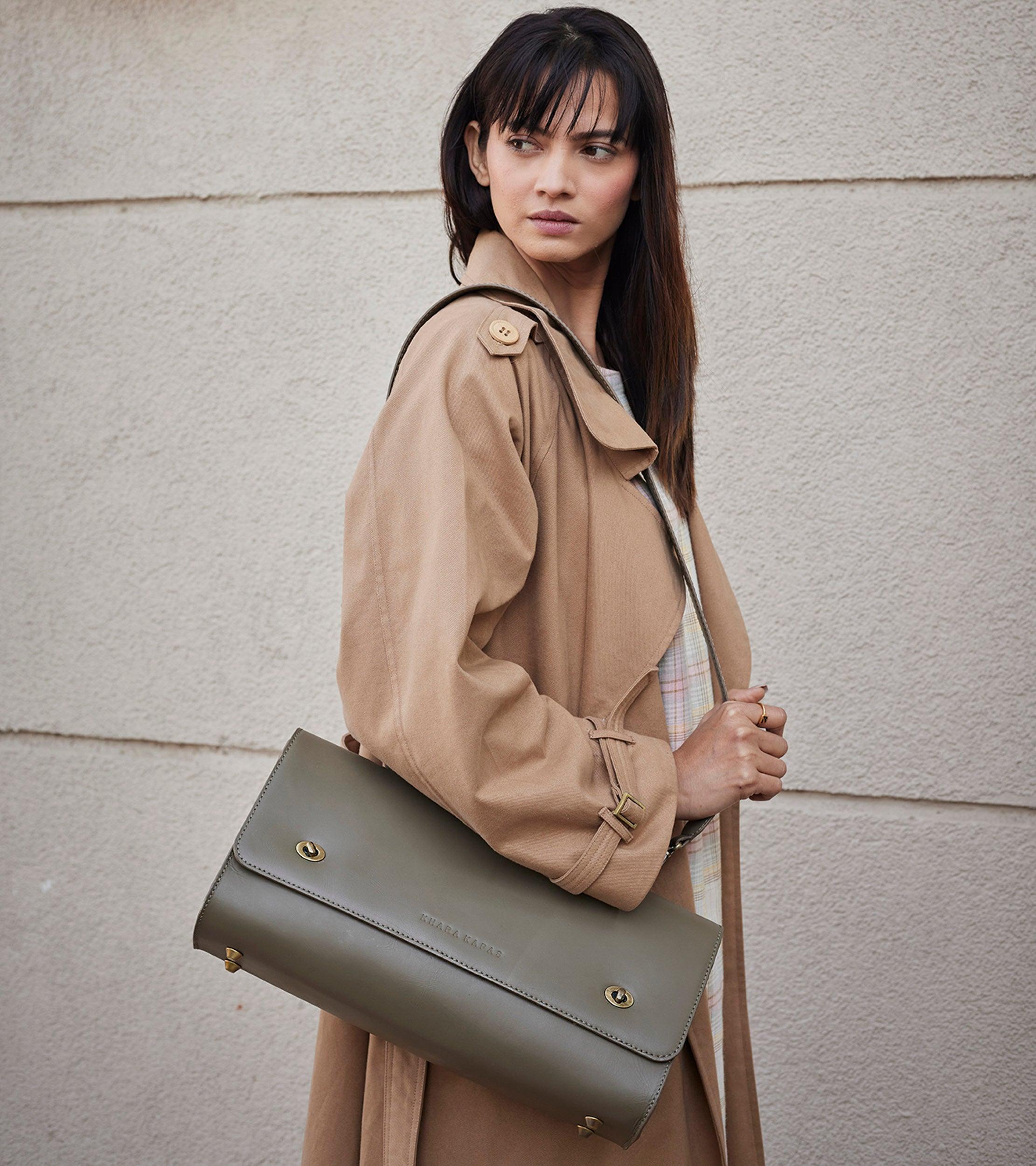 Olive messenger bag - Khara Kapas