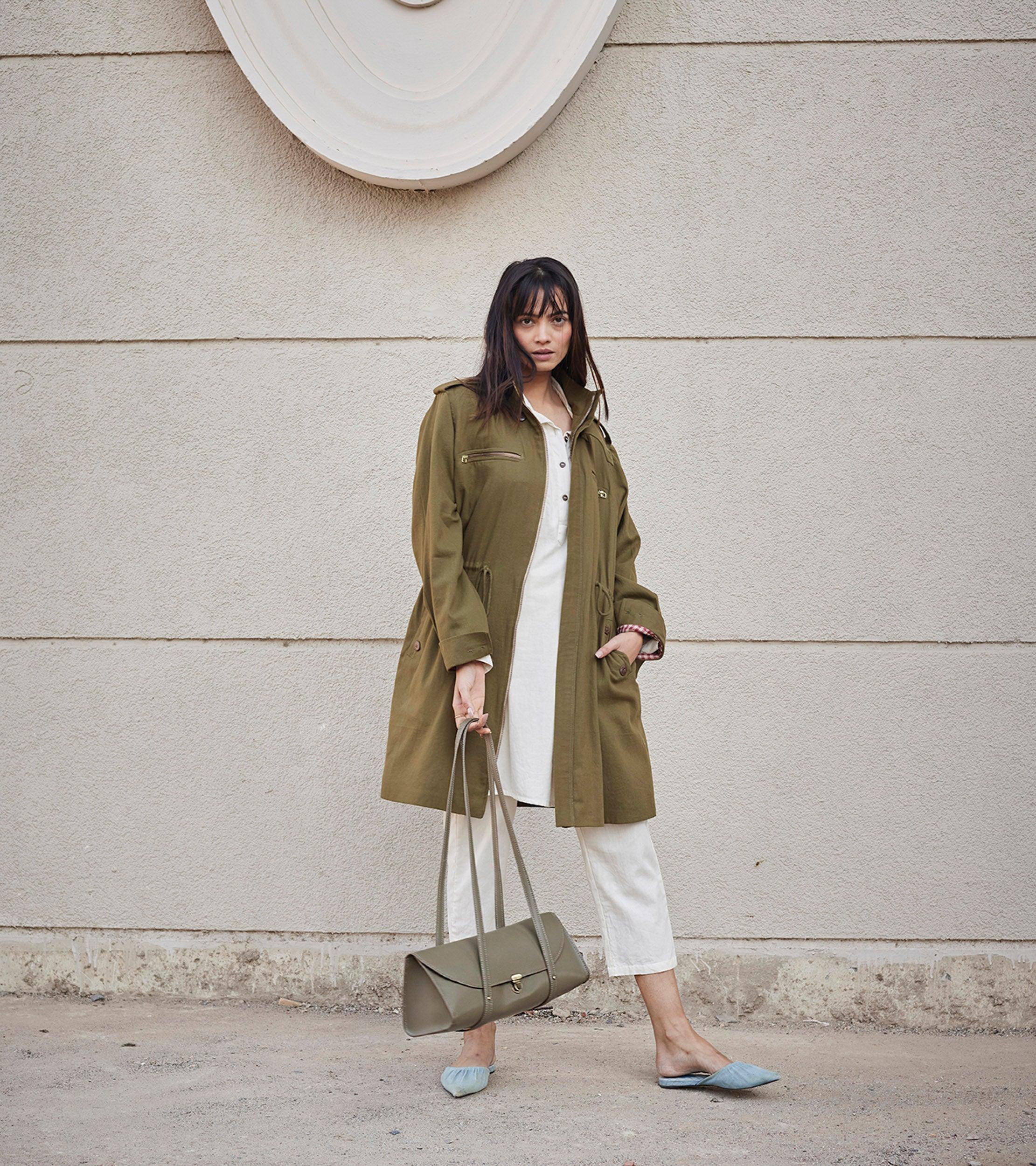 Olive cylinder bag - Khara Kapas
